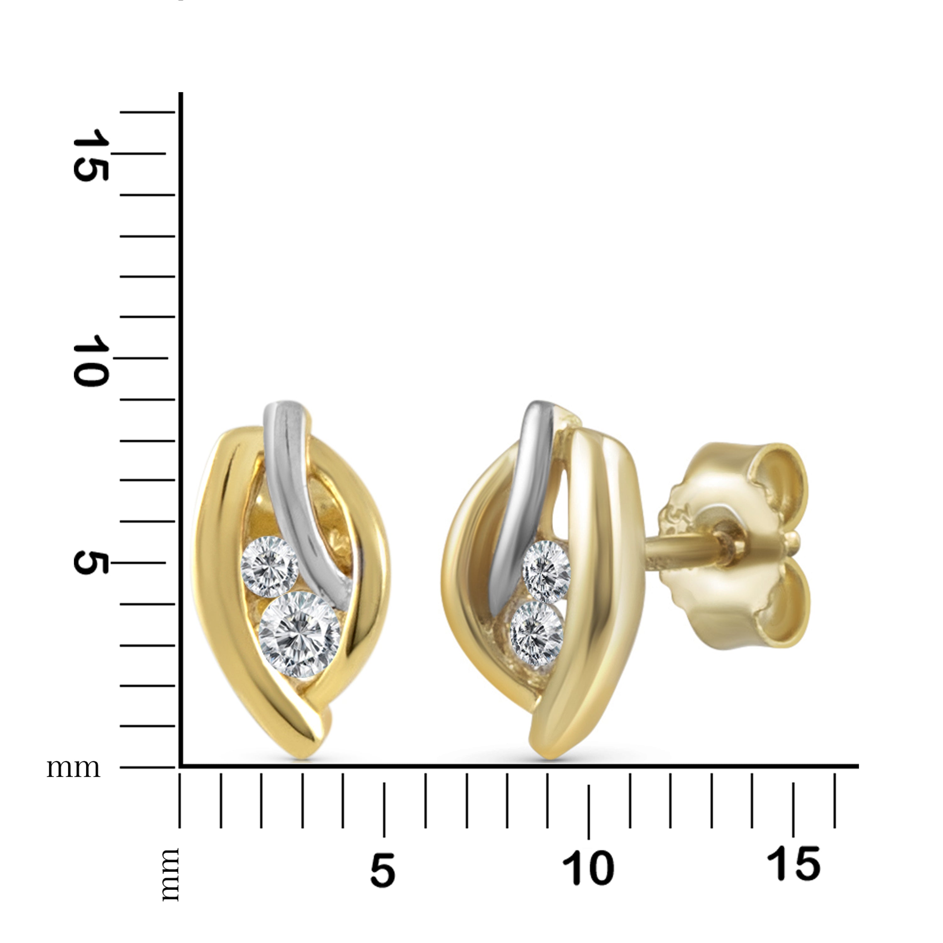 Ohrstecker 333 Gold zweifarbig Zirkonia weiß