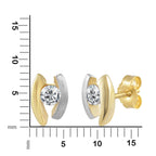 Ohrstecker 333 Gold zweifarbig Zirkonia weiß