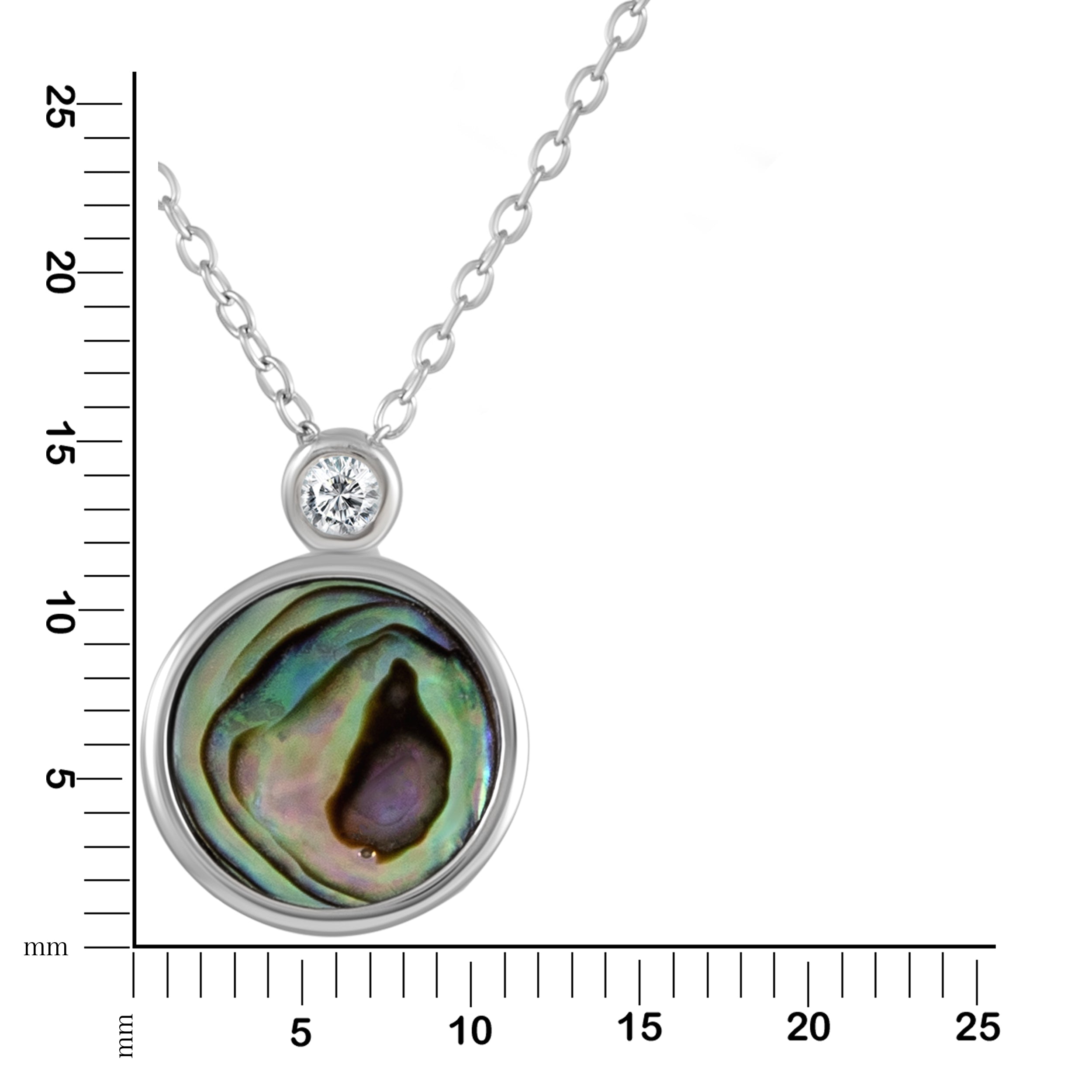 Collier 925 Silber rhodiniert Abalone Zirkonia