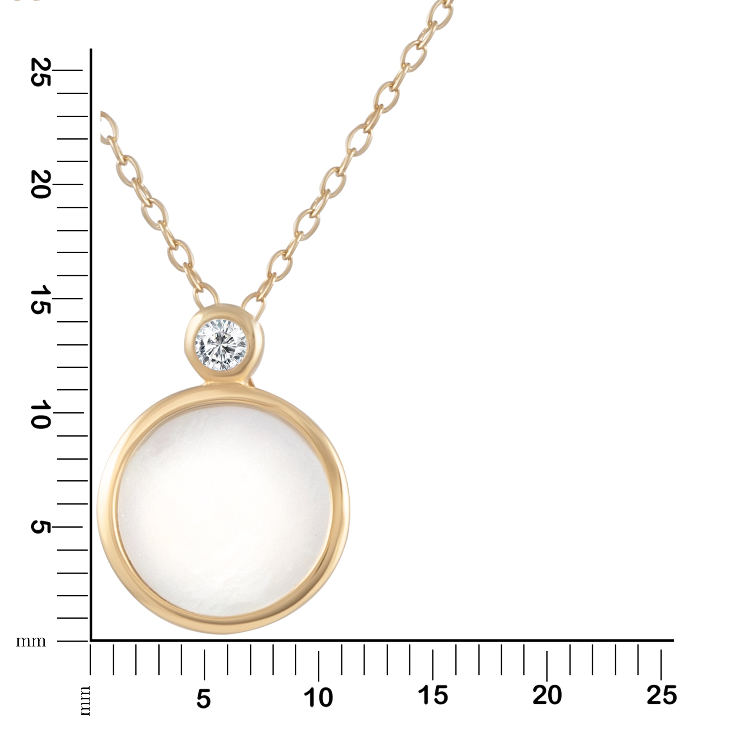 Collier 925 Silber vergoldet Perlmutt Zirkonia