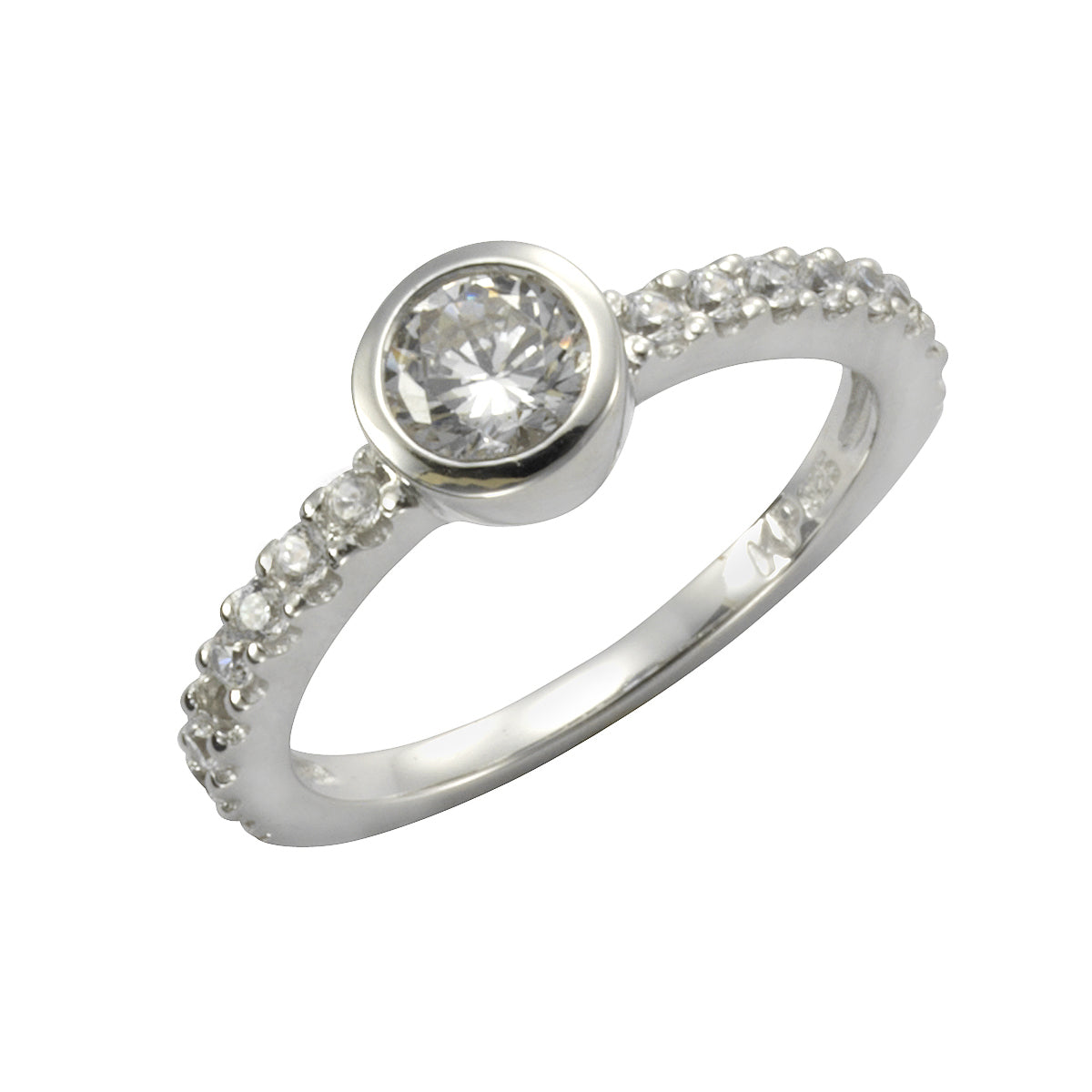 Ring Silber 925 rhodiniert 17x Zirkonia - Ringgröße: 062 (19,7)