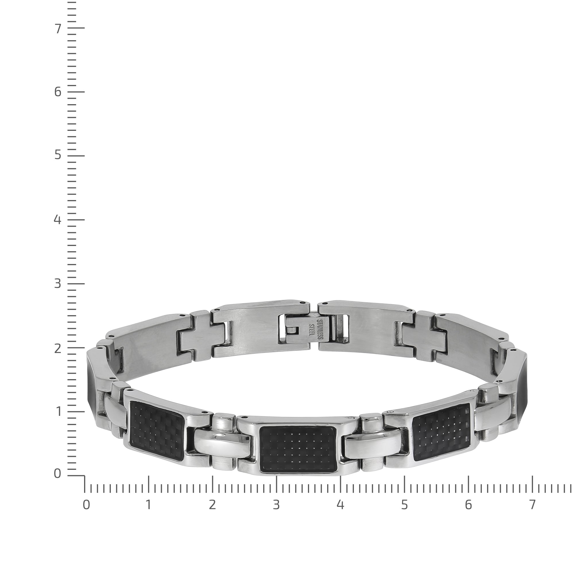 Armband Edelstahl poliert mit Carbon-Einlagen 20,5cm lang