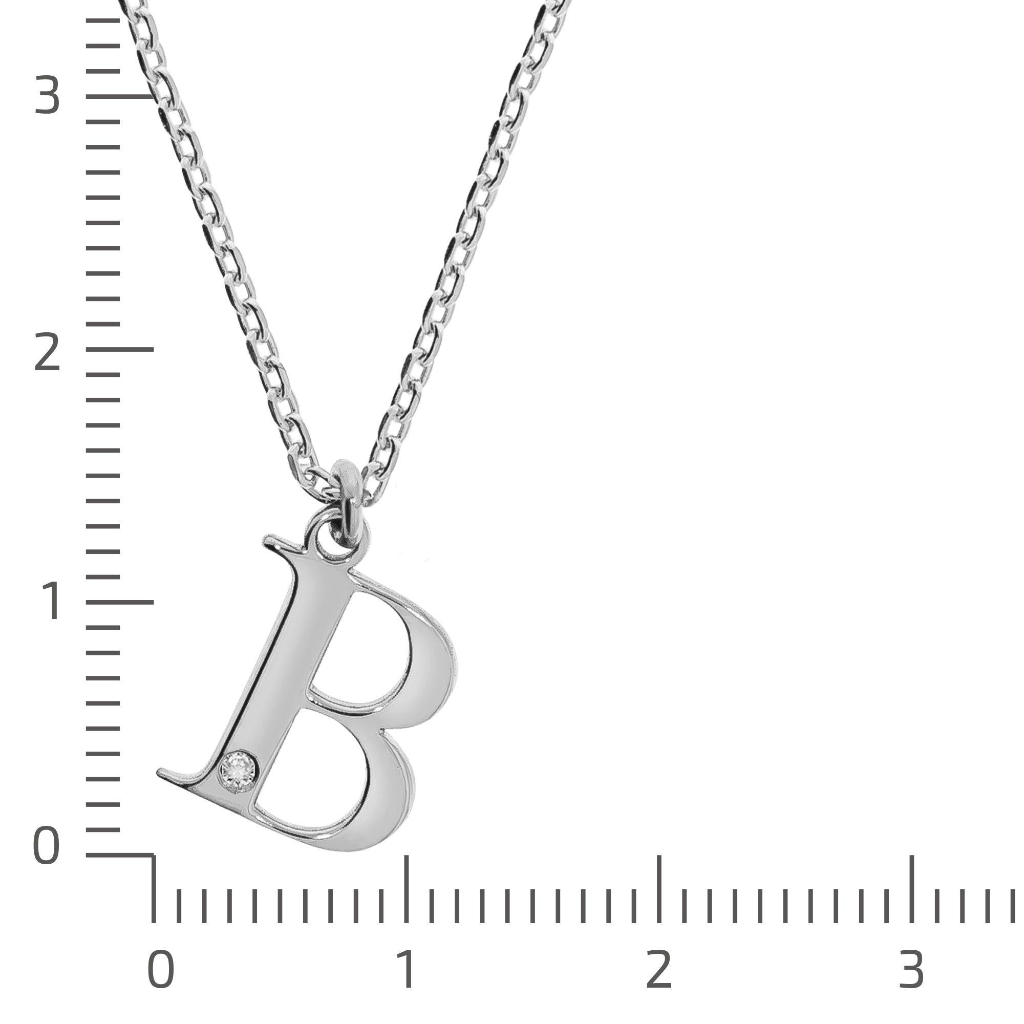 Halskette Silber 925 mit 1x Diamant 0,008ct. Buchstabe B