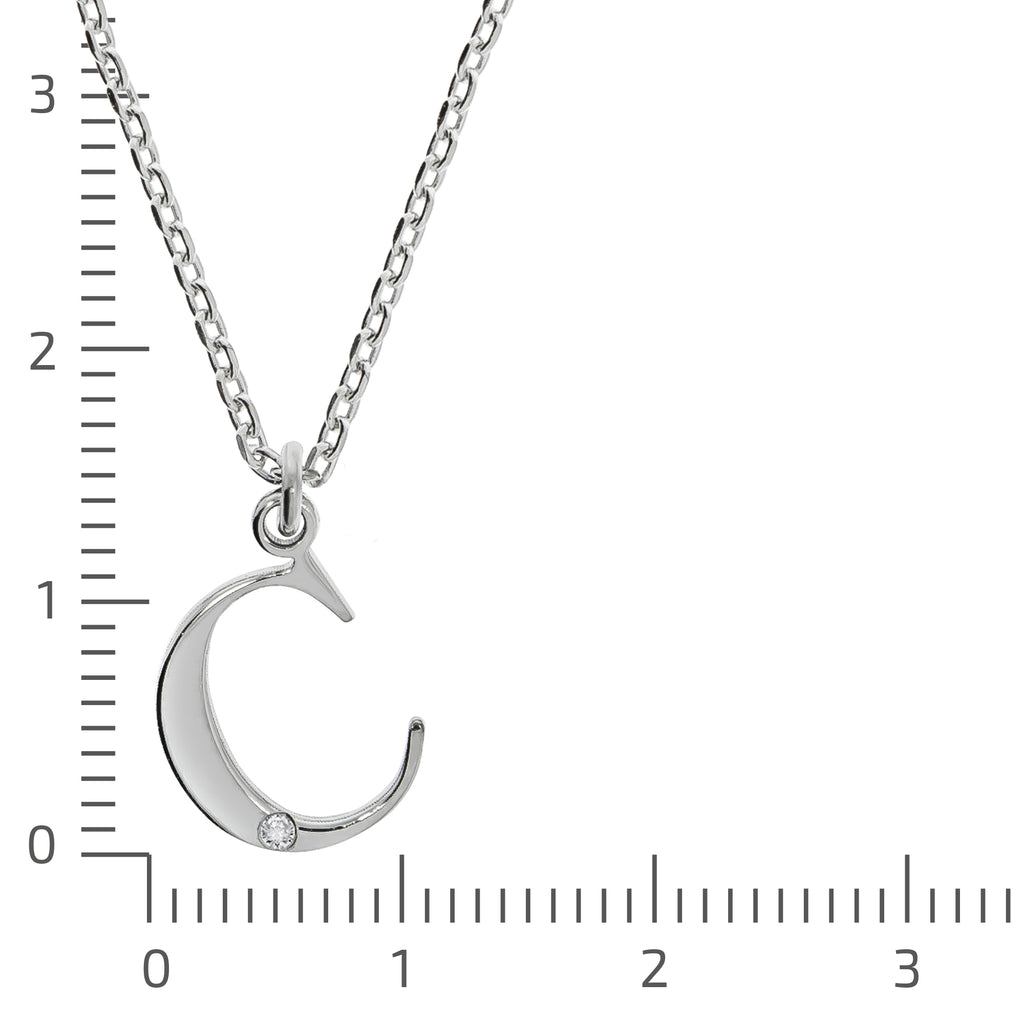 Halskette Silber 925 mit 1x Diamant 0,008ct. Buchstabe C