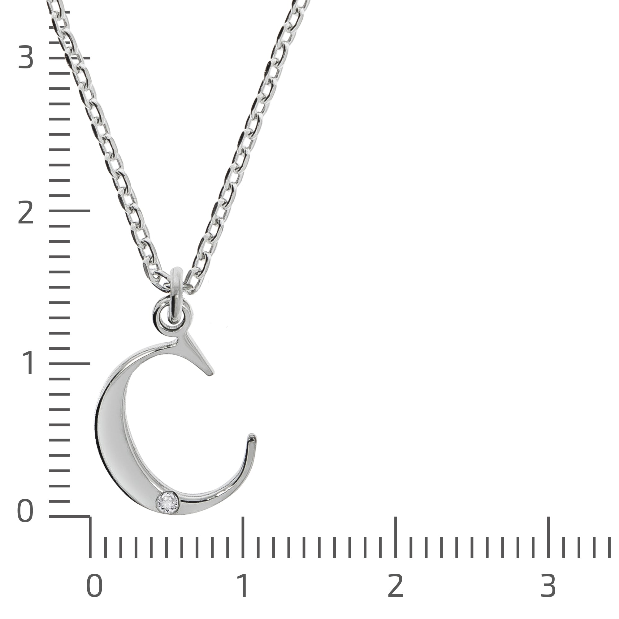 Halskette Silber 925 mit 1x Diamant 0,008ct. Buchstabe C