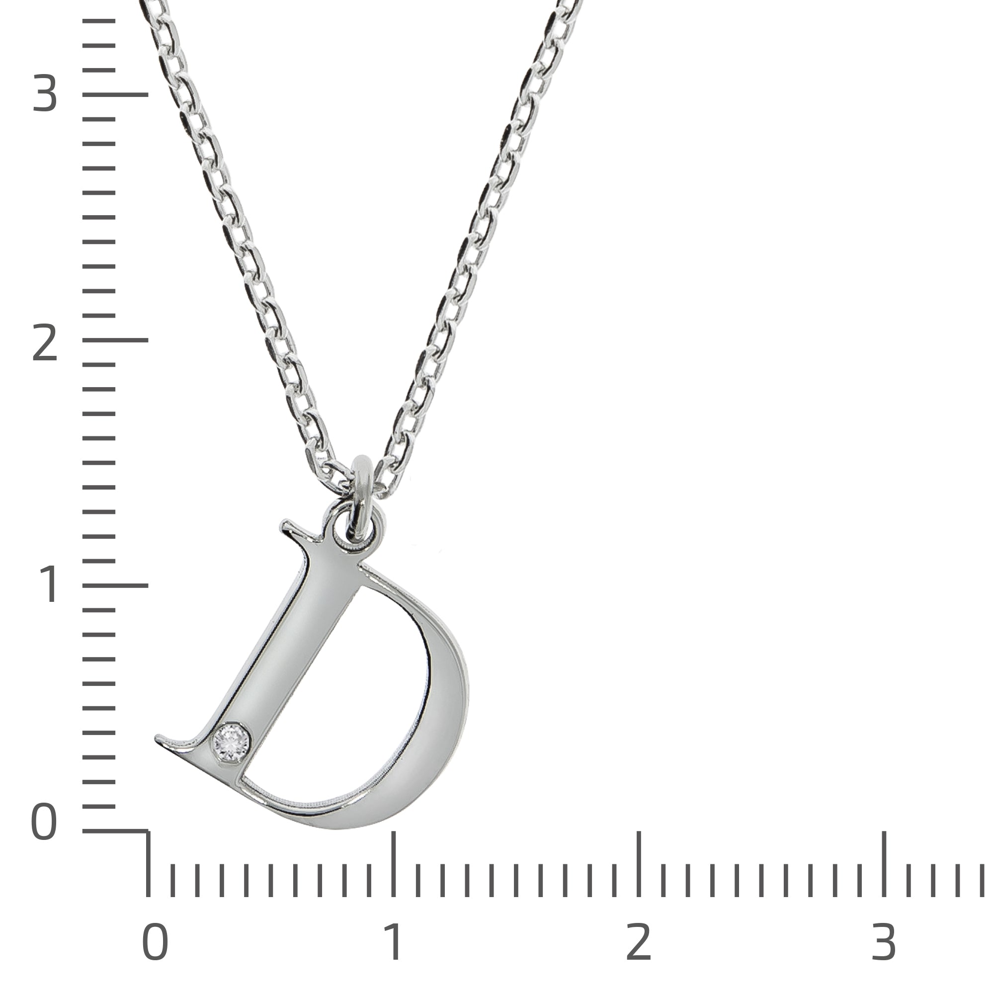 Halskette Silber 925 mit 1x Diamant 0,008ct. Buchstabe D