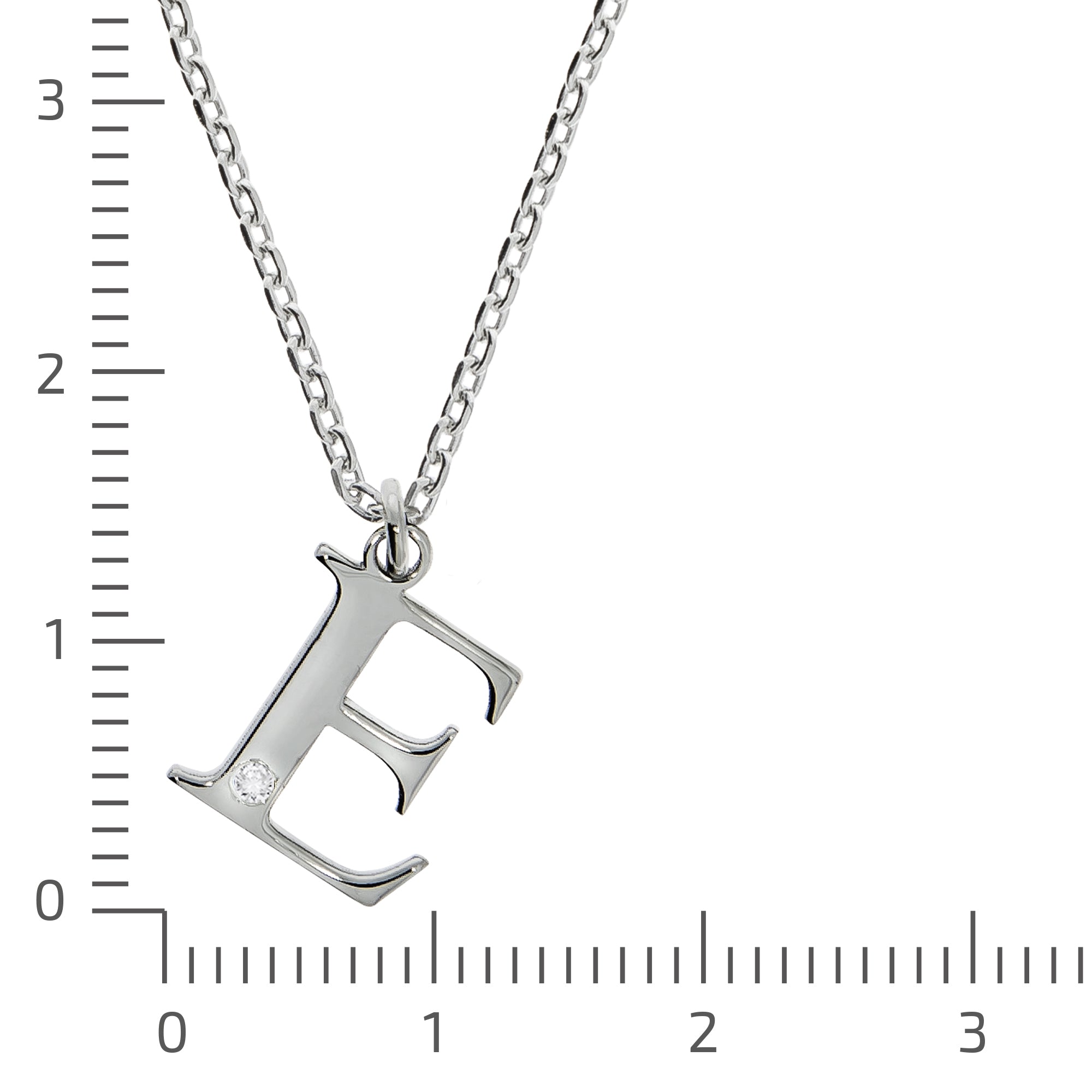 Halskette Silber 925 mit 1x Diamant 0,008ct. Buchstabe E