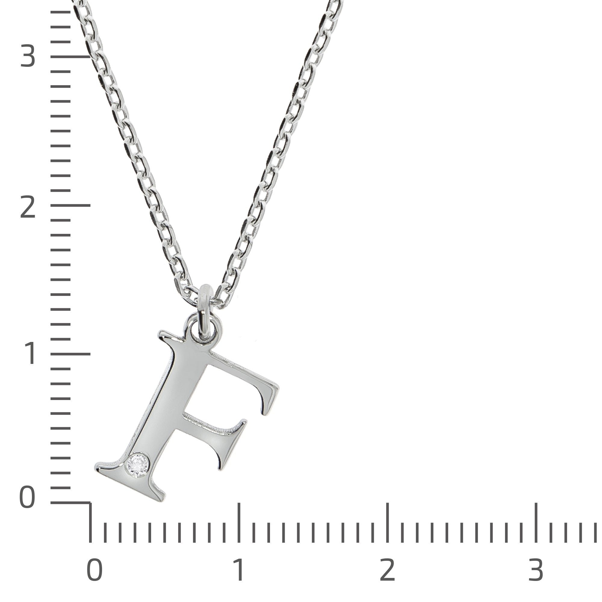 Halskette Silber 925 mit 1x Diamant 0,008ct. Buchstabe F