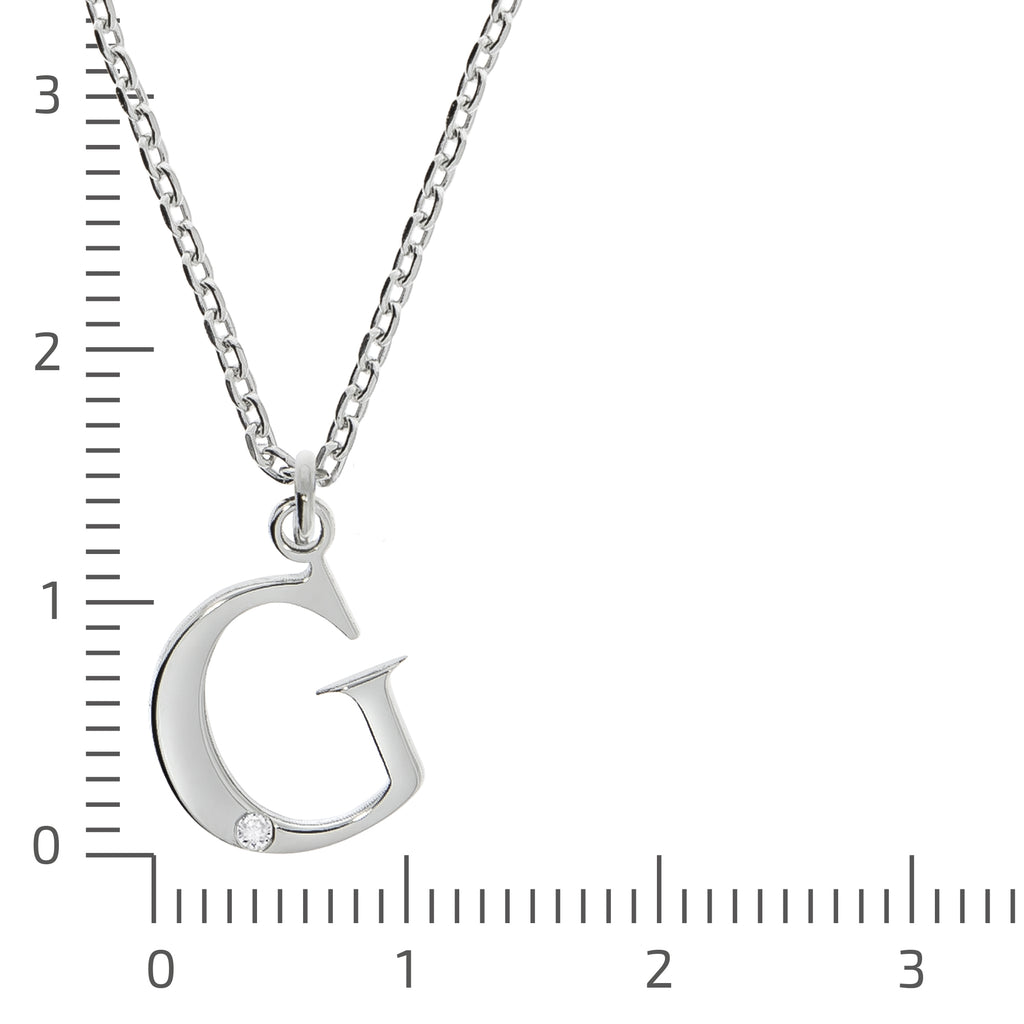 Halskette Silber 925 mit 1x Diamant 0,008ct. Buchstabe G