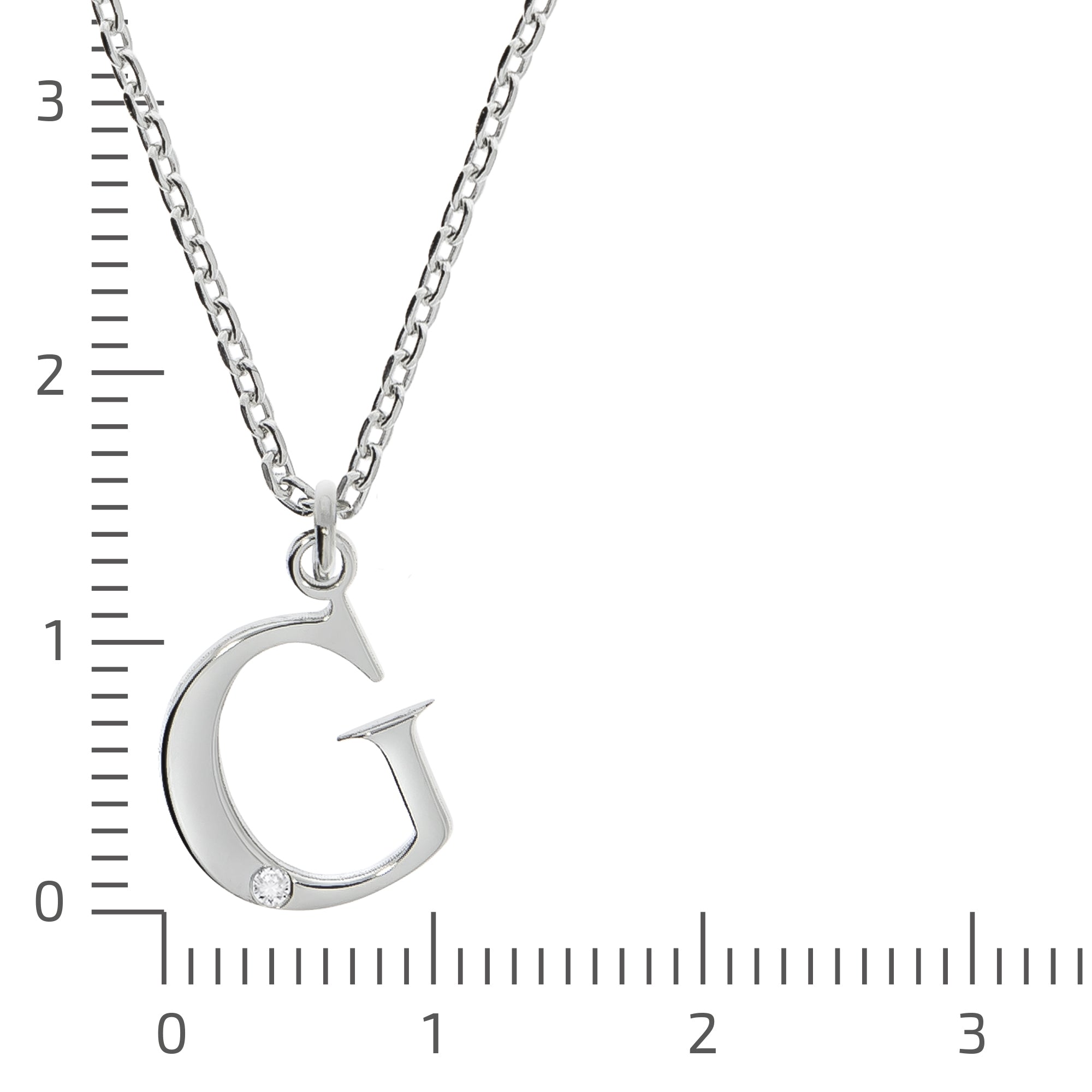 Halskette Silber 925 mit 1x Diamant 0,008ct. Buchstabe G