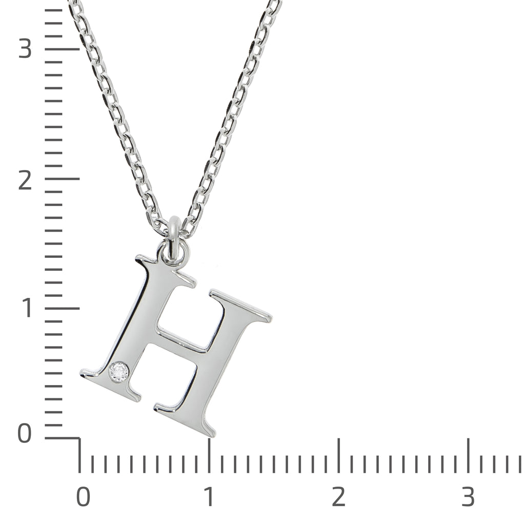 Halskette Silber 925 mit 1x Diamant 0,008ct. Buchstabe H