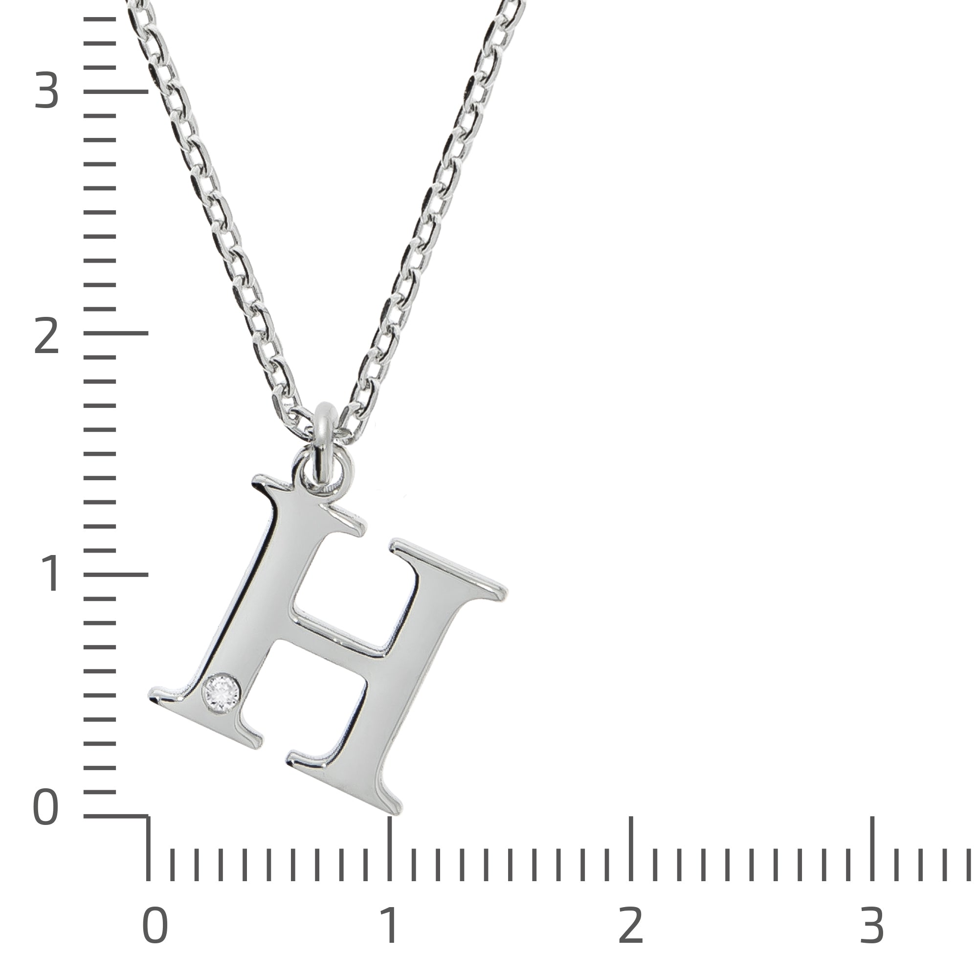 Halskette Silber 925 mit 1x Diamant 0,008ct. Buchstabe H