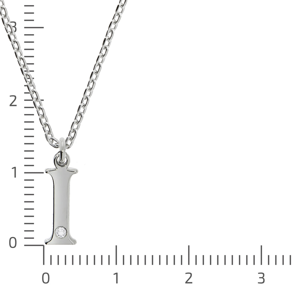 Halskette Silber 925 mit 1x Diamant 0,008ct. Buchstabe I