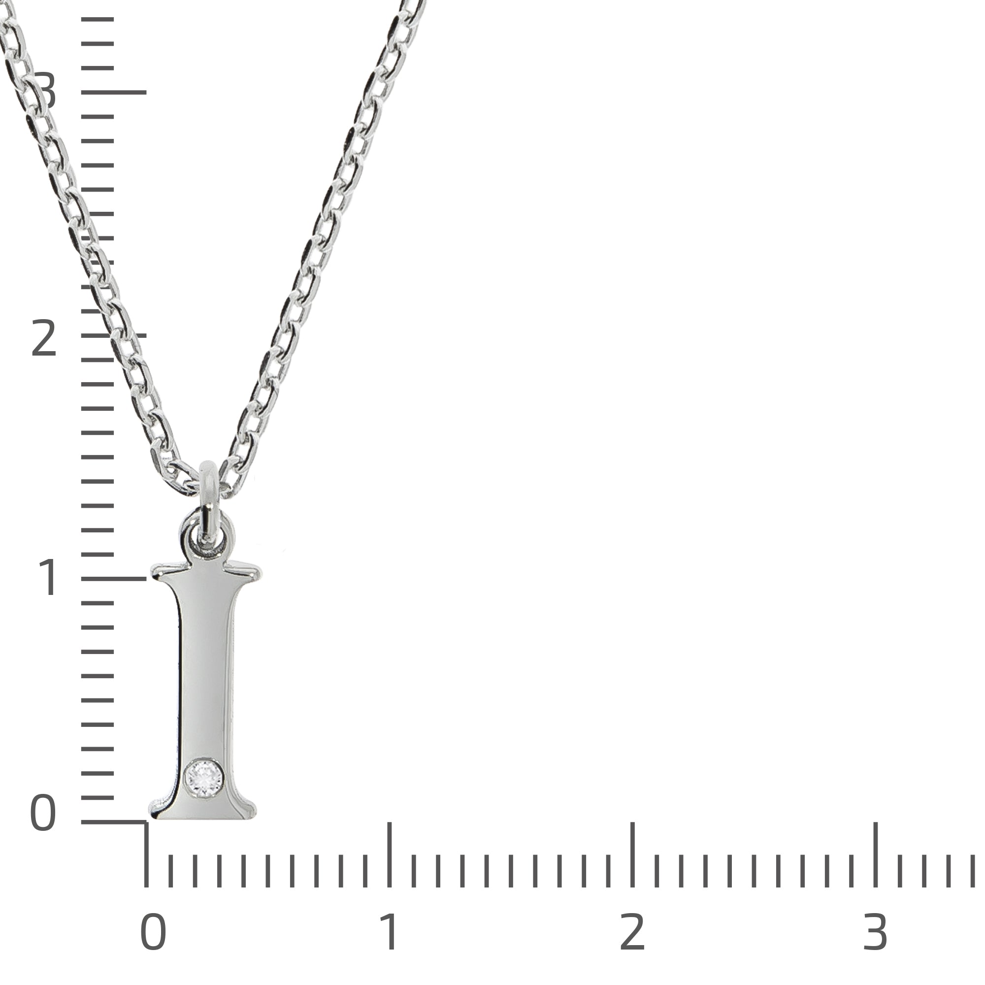 Halskette Silber 925 mit 1x Diamant 0,008ct. Buchstabe I