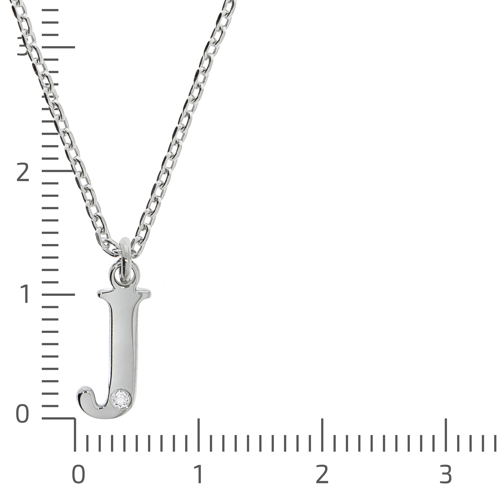 Halskette Silber 925 mit 1x Diamant 0,008ct. Buchstabe J