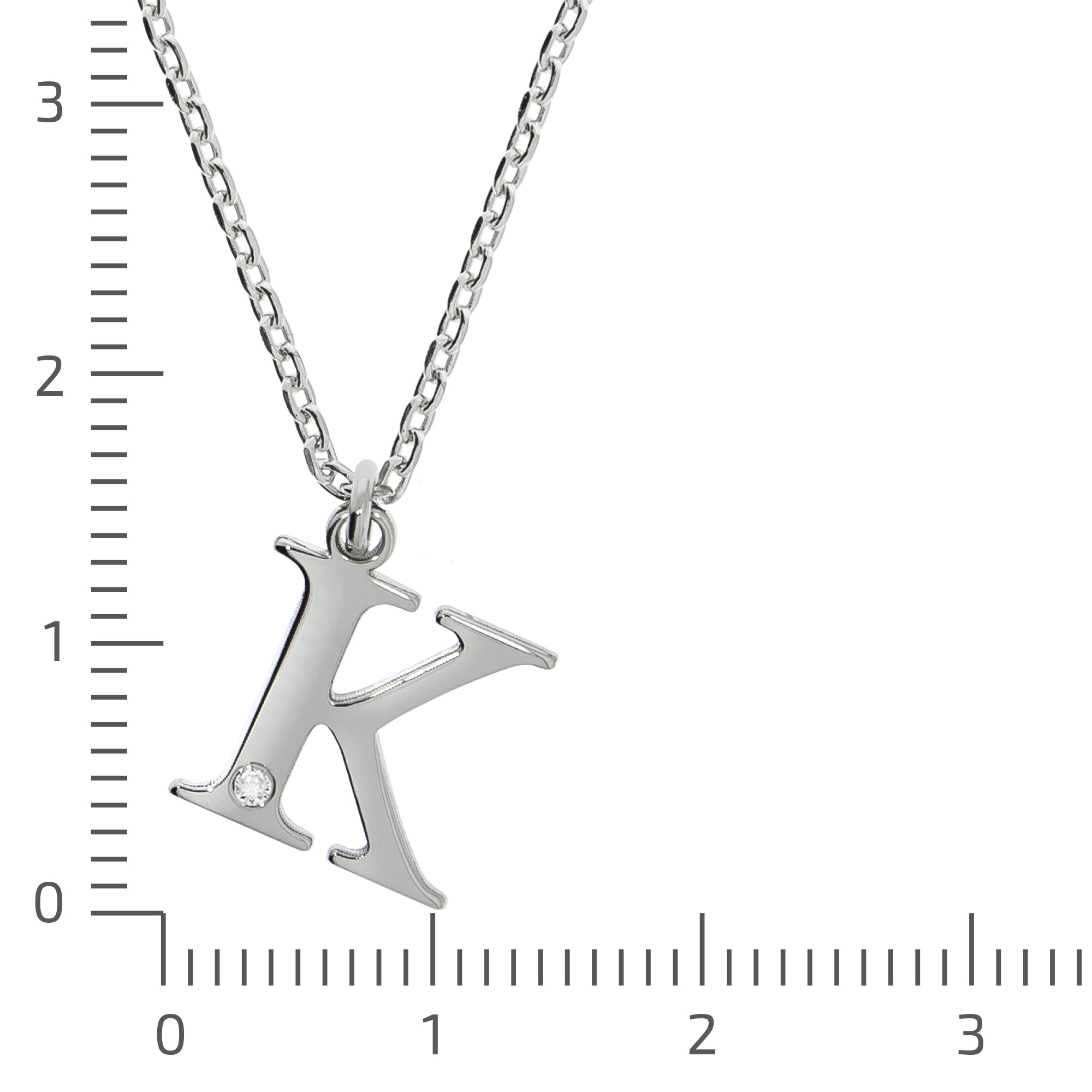 Halskette Silber 925 mit 1x Diamant 0,008ct. Buchstabe K
