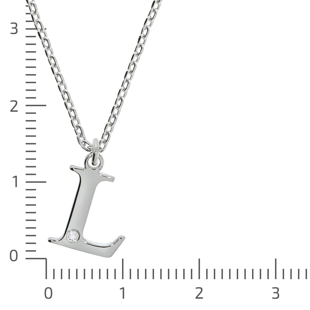 Halskette Silber 925 mit 1x Diamant 0,008ct. Buchstabe L