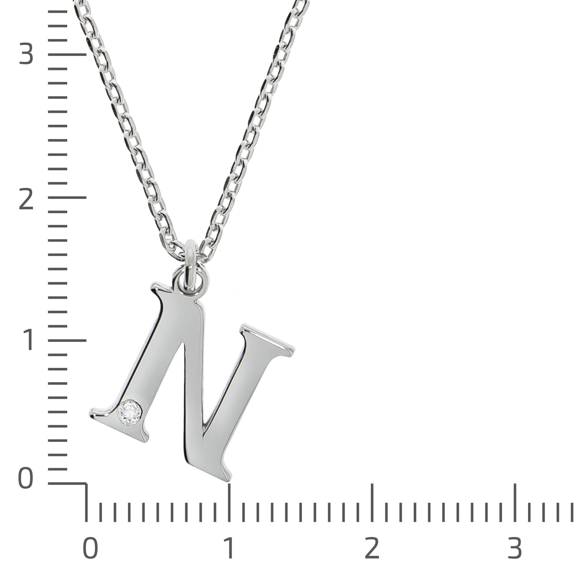 Halskette Silber 925 mit 1x Diamant 0,008ct. Buchstabe N