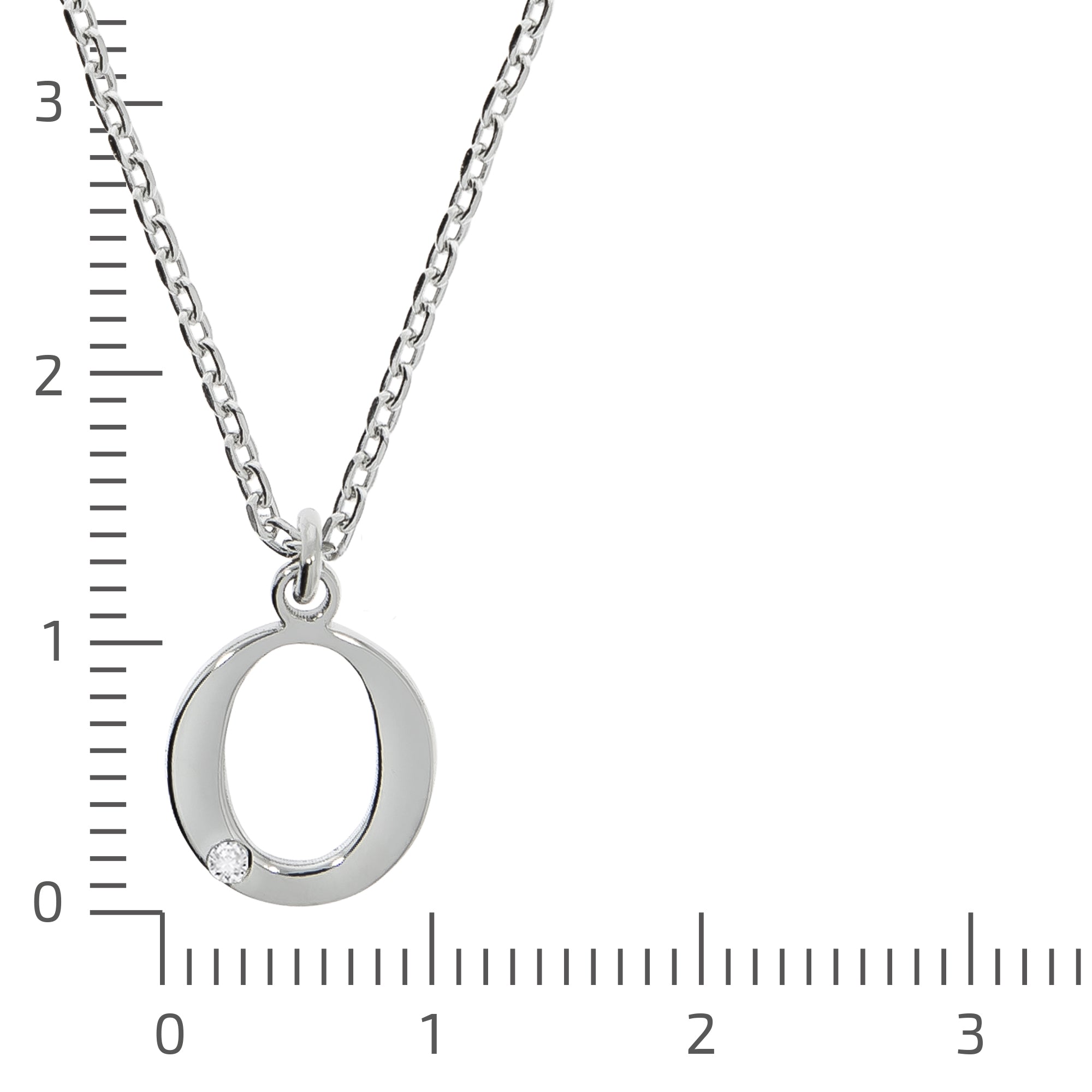 Halskette Silber 925 mit 1x Diamant 0,008ct. Buchstabe O