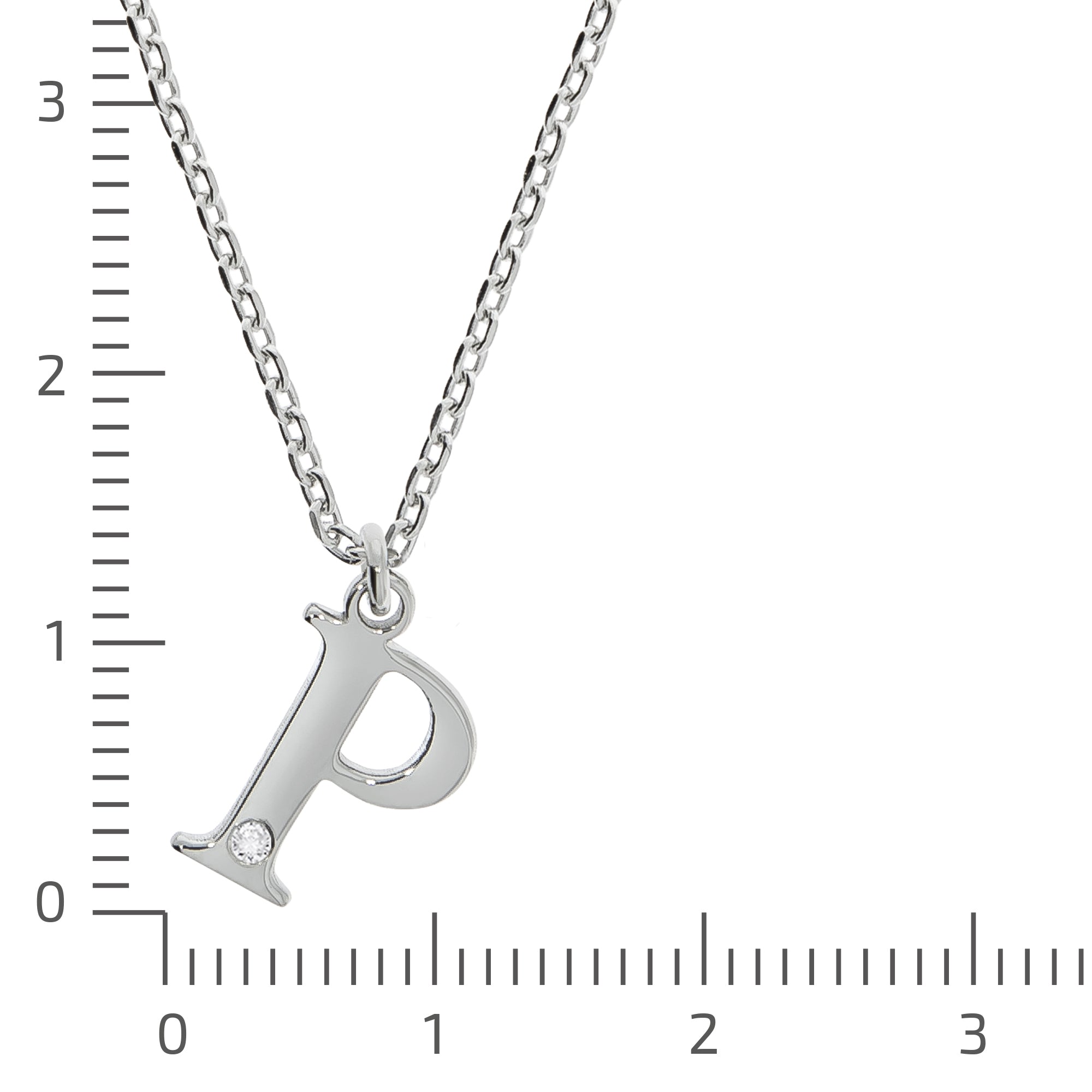 Halskette Silber 925 mit 1x Diamant 0,008ct. Buchstabe P
