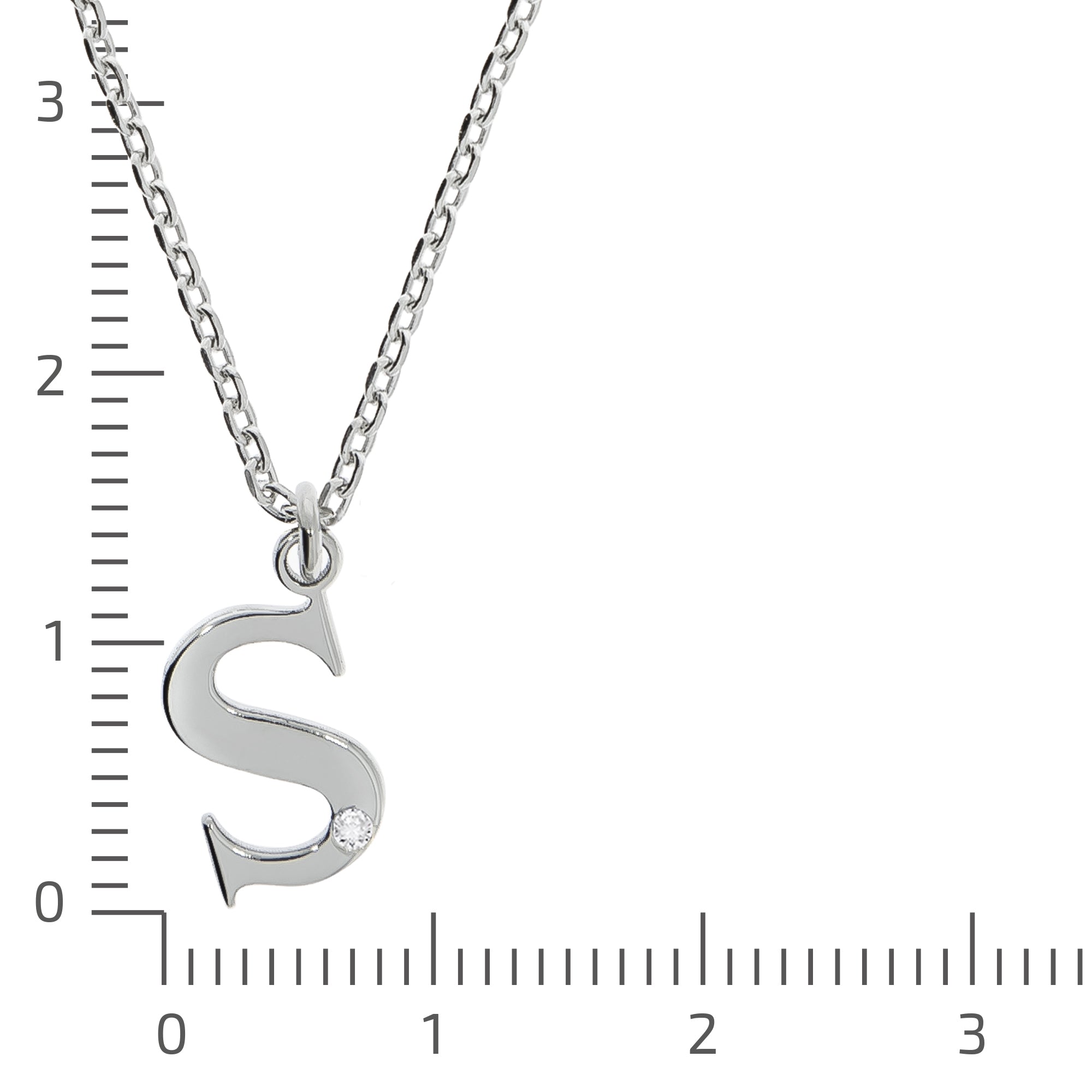 Halskette Silber 925 mit 1x Diamant 0,008ct. Buchstabe S