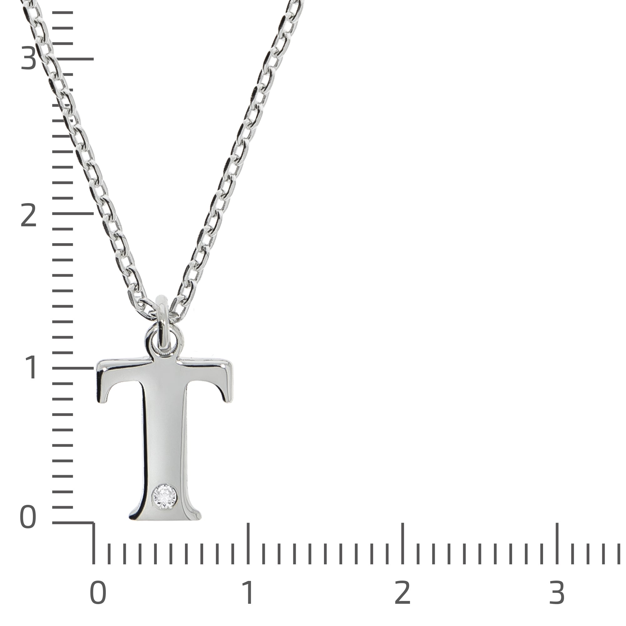 Halskette Silber 925 mit 1x Diamant 0,008ct. Buchstabe T