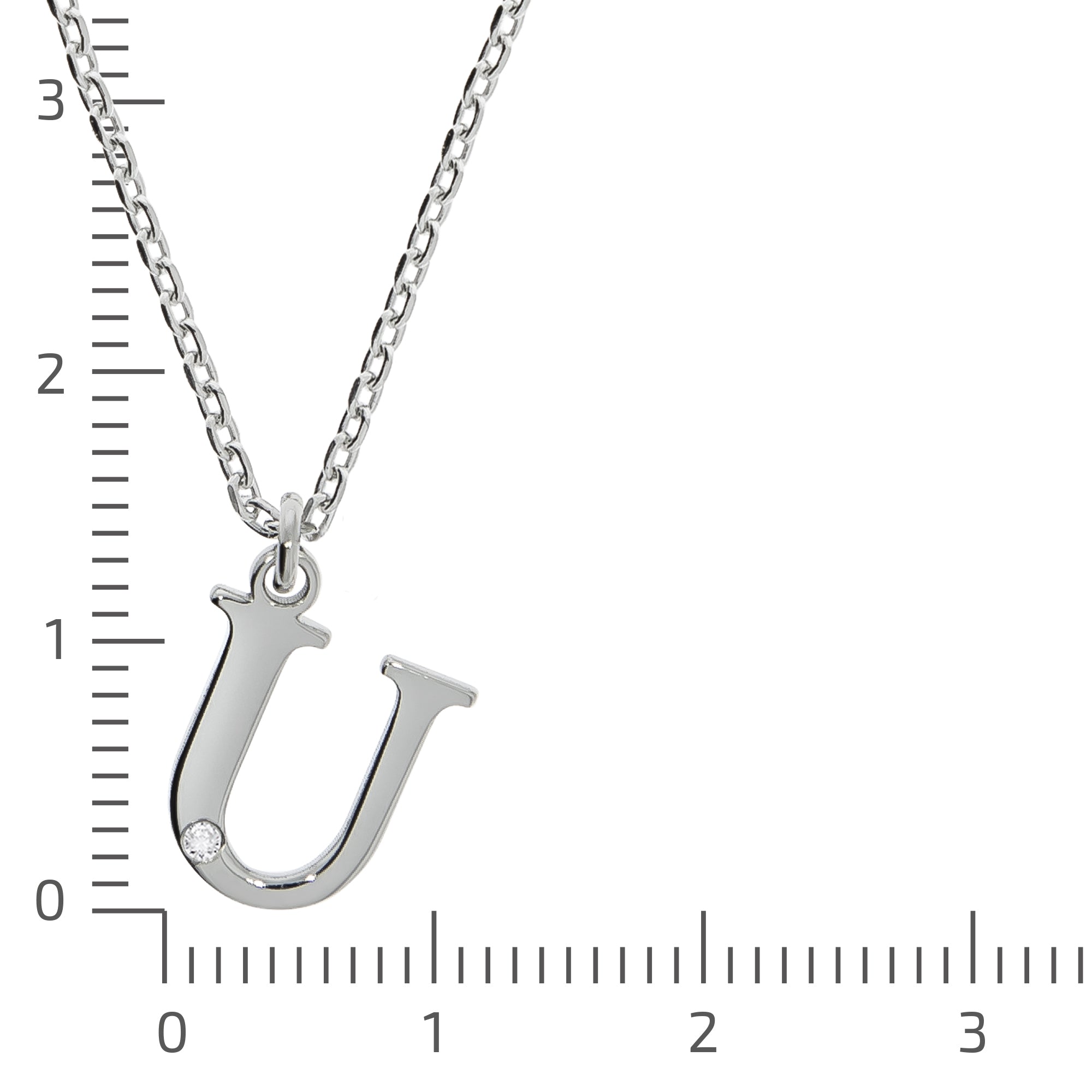 Halskette Silber 925 mit 1x Diamant 0,008ct. Buchstabe U