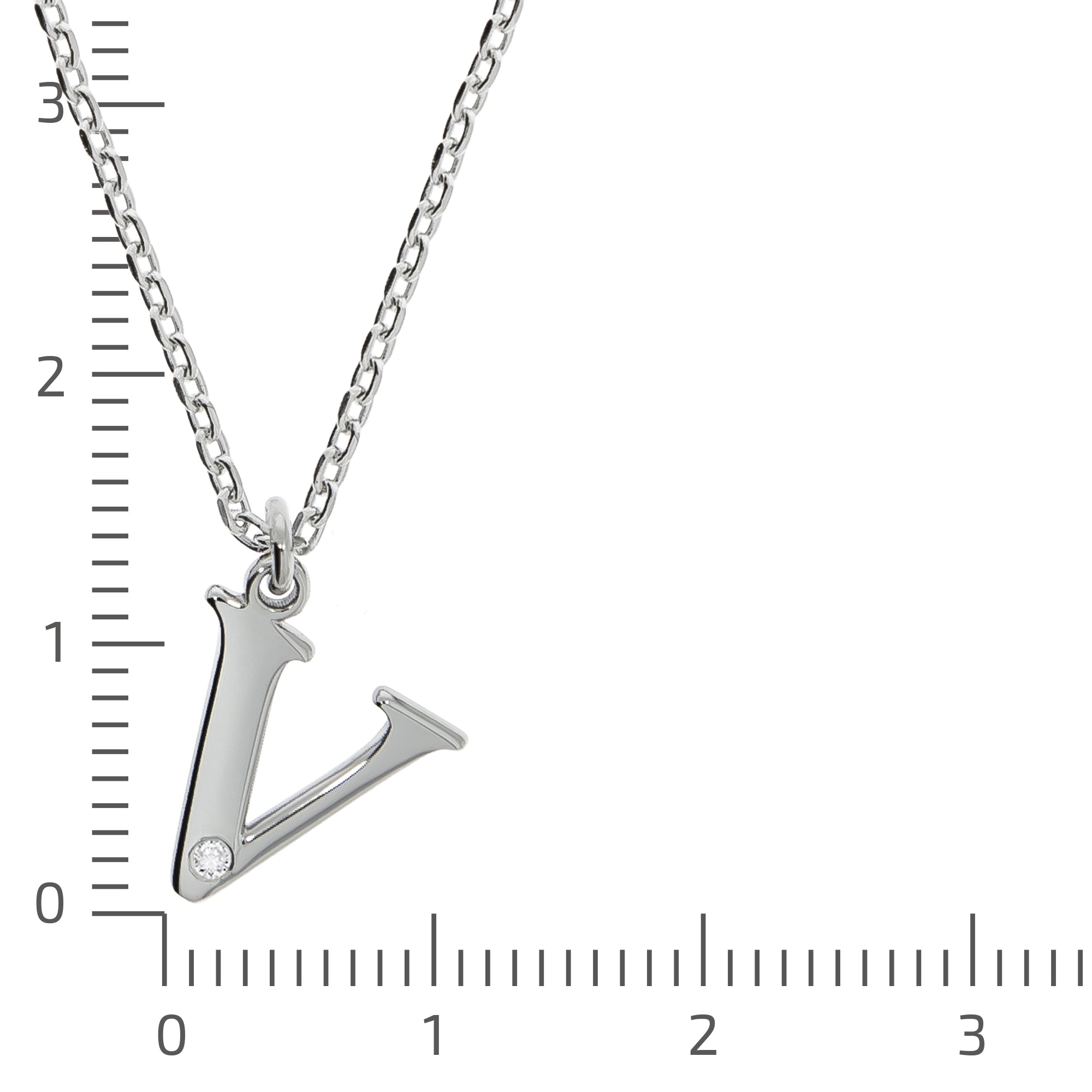 Halskette Silber 925 mit 1x Diamant 0,008ct. Buchstabe V