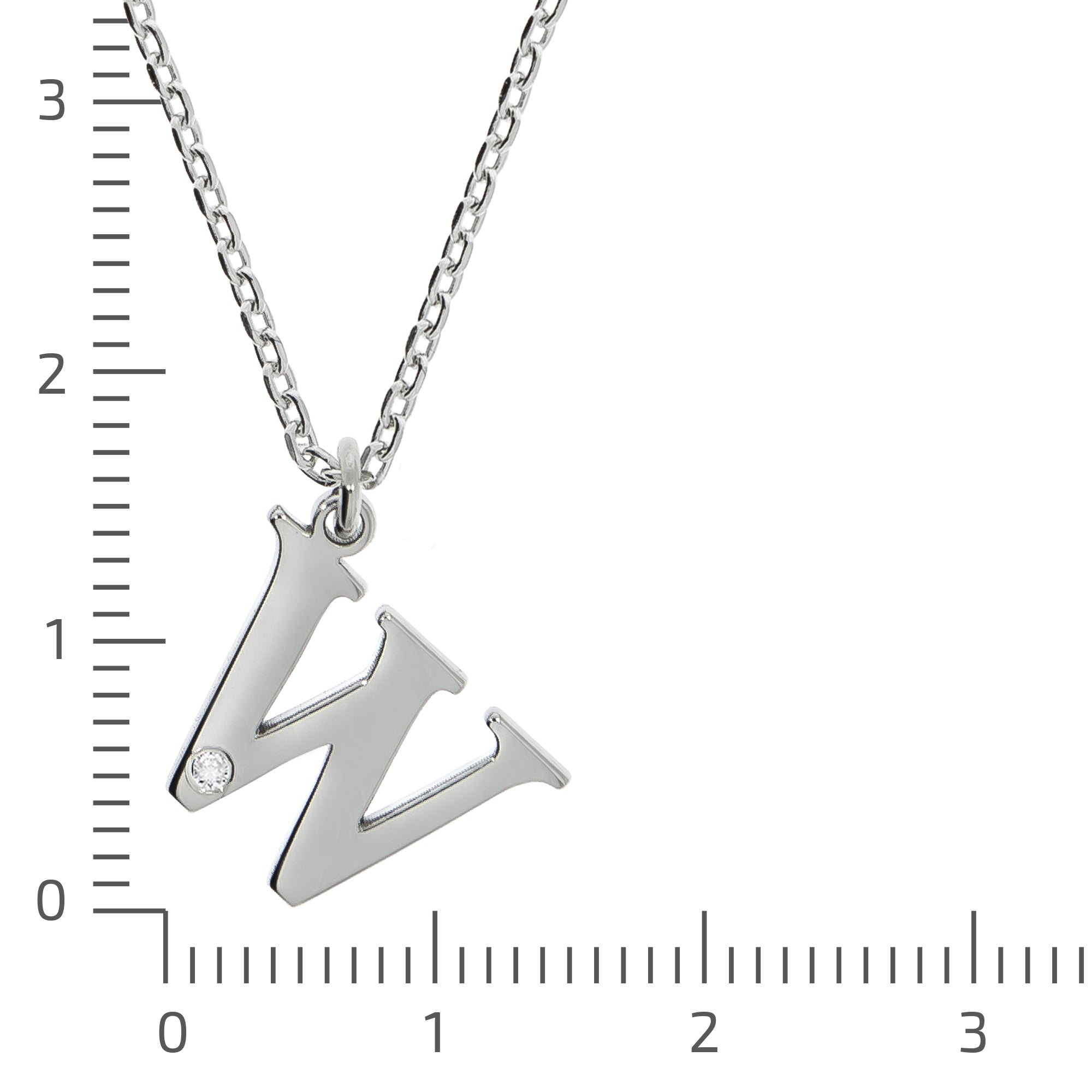 Halskette Silber 925 mit 1x Diamant 0,008ct. Buchstabe W