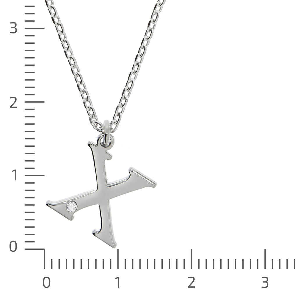 Halskette Silber 925 mit 1x Diamant 0,008ct. Buchstabe X