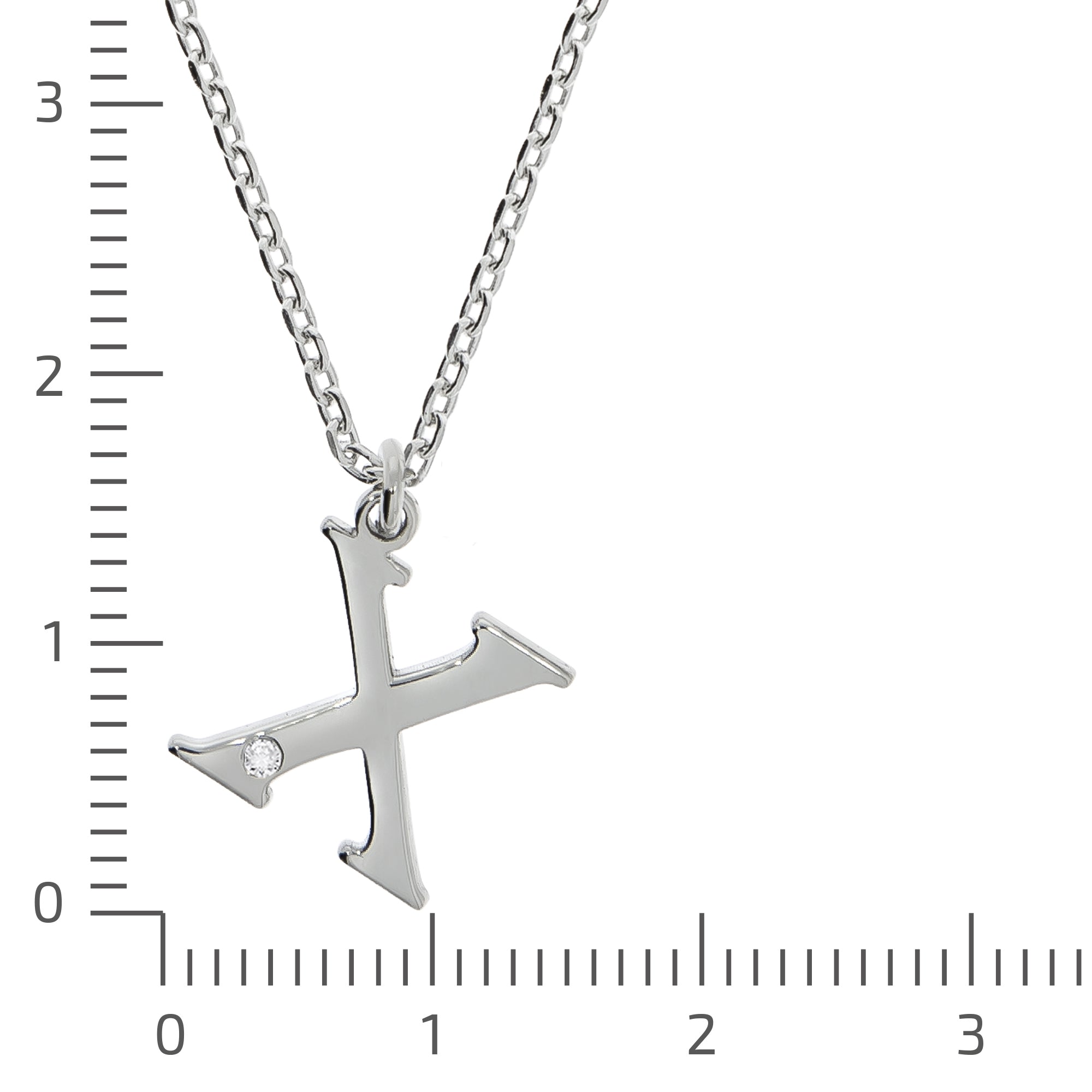 Halskette Silber 925 mit 1x Diamant 0,008ct. Buchstabe X