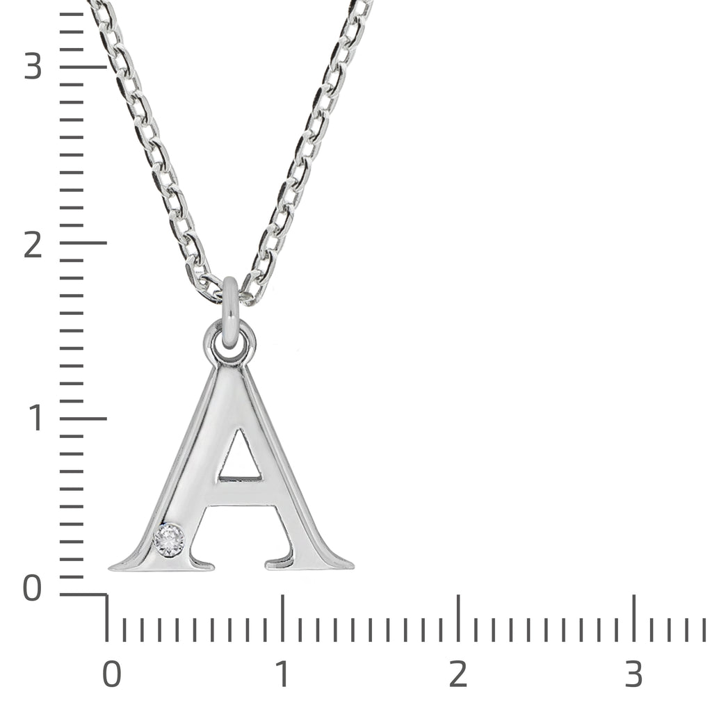 Halskette Silber 925 mit 1x Diamant 0,008ct. Buchstabe A