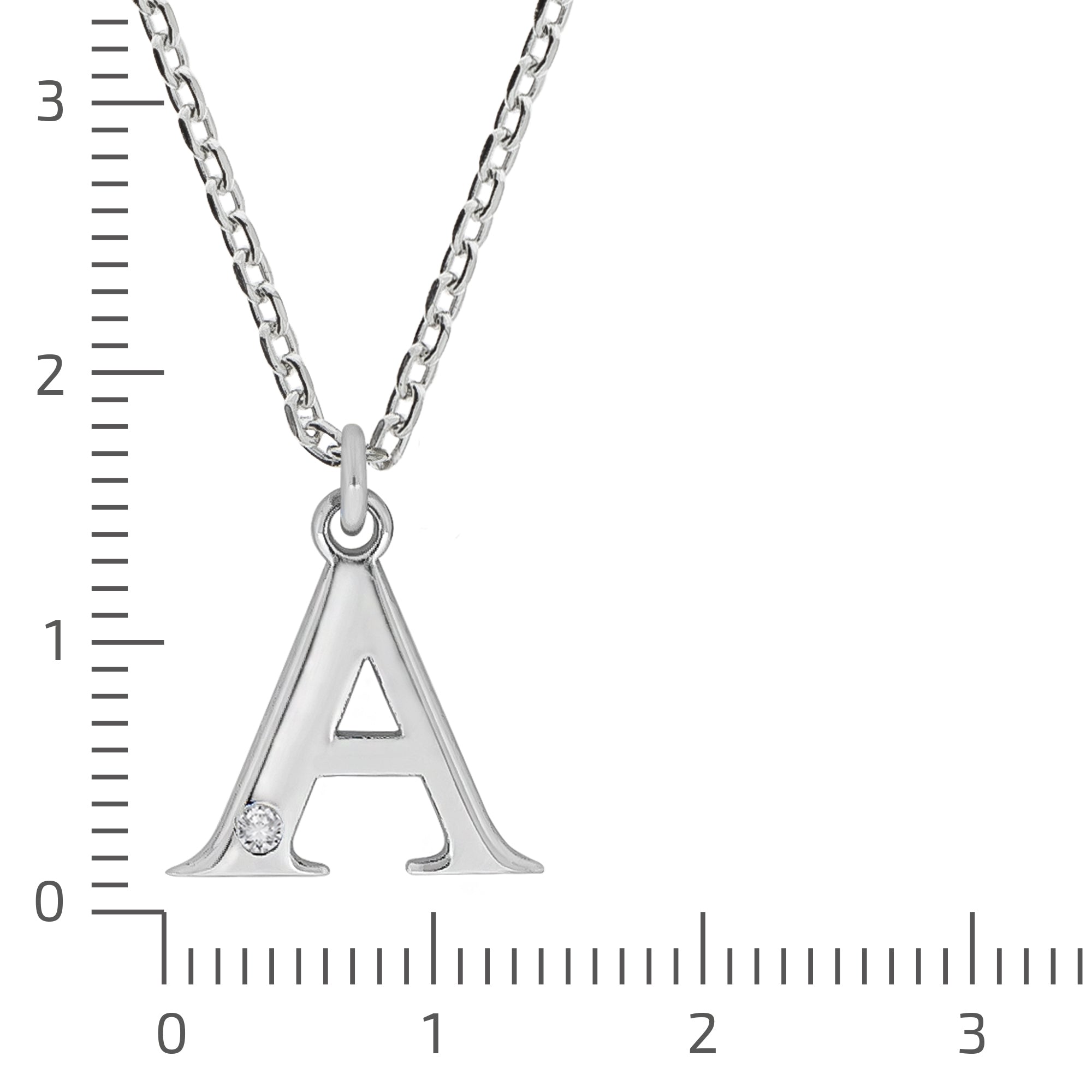 Halskette Silber 925 mit 1x Diamant 0,008ct. Buchstabe A