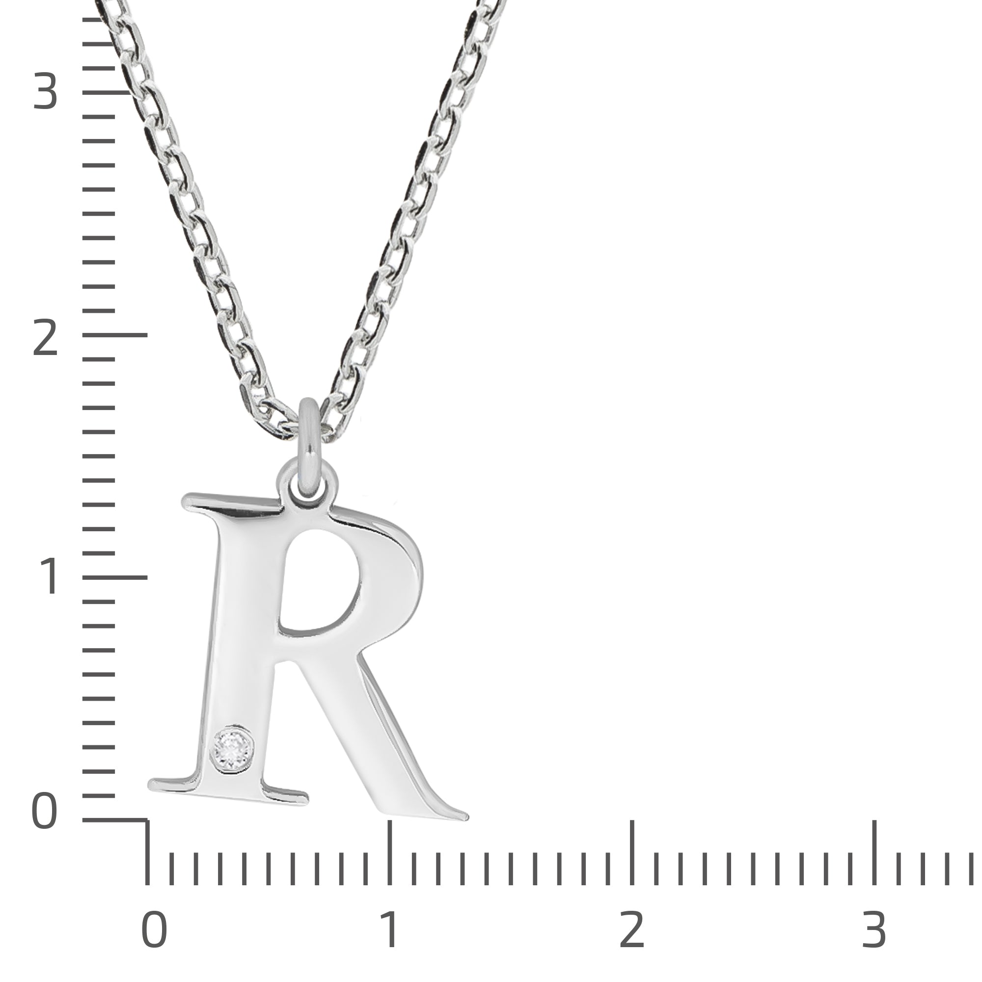 Halskette Silber 925 mit 1x Diamant 0,008ct. Buchstabe R