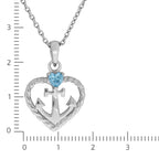 Halskette Damen Silber Modern 925 rhodiniert Herz Zirkonia blau