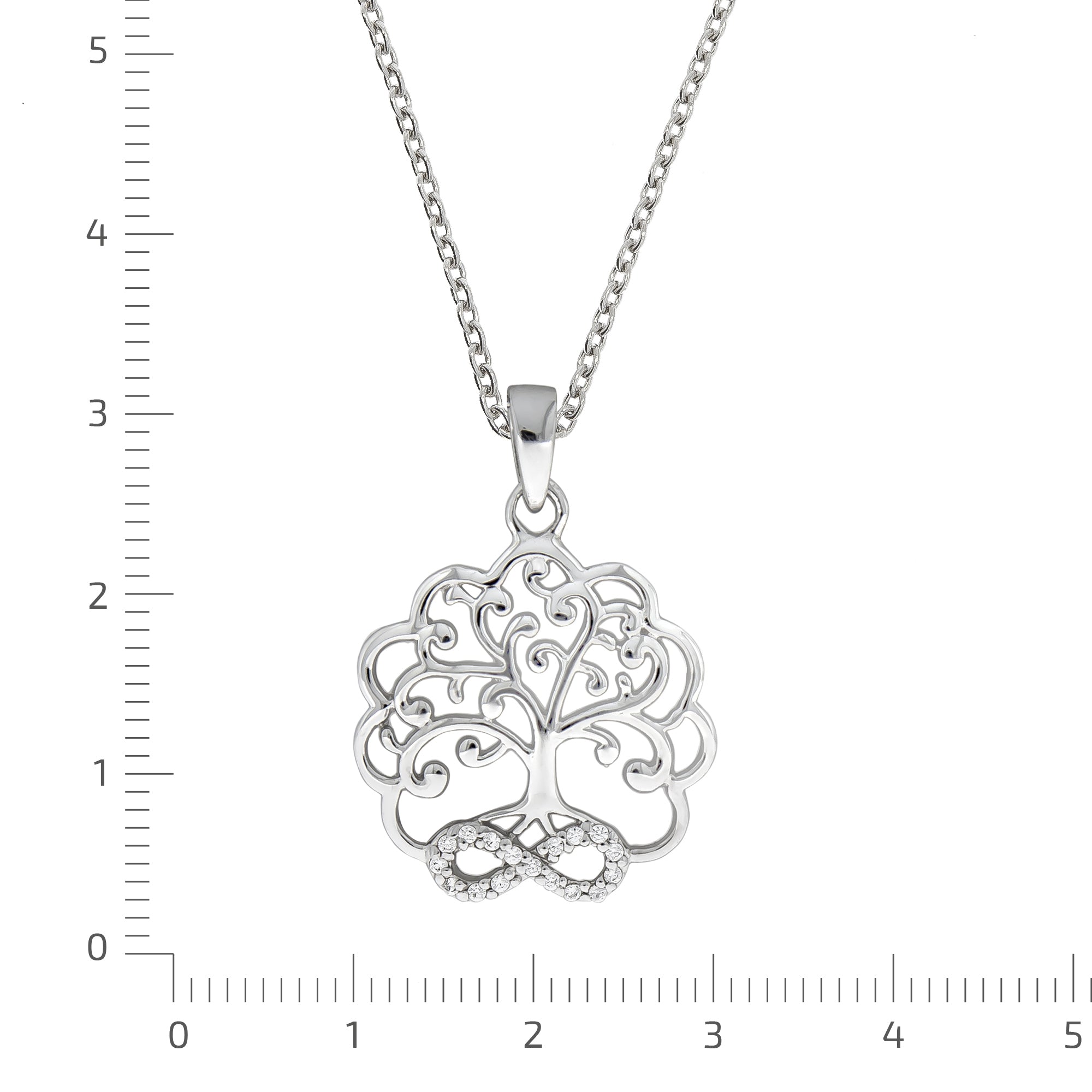 Halskette 925 Sterling Silber rhodiniert Lebensbaum