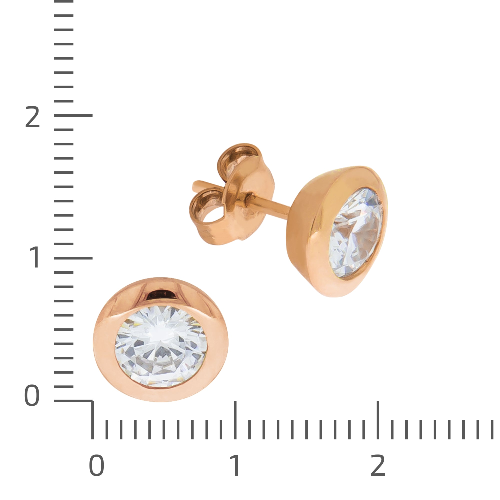 Ohrstecker 925 Sterling Silber rotvergoldet Zirkonia rund