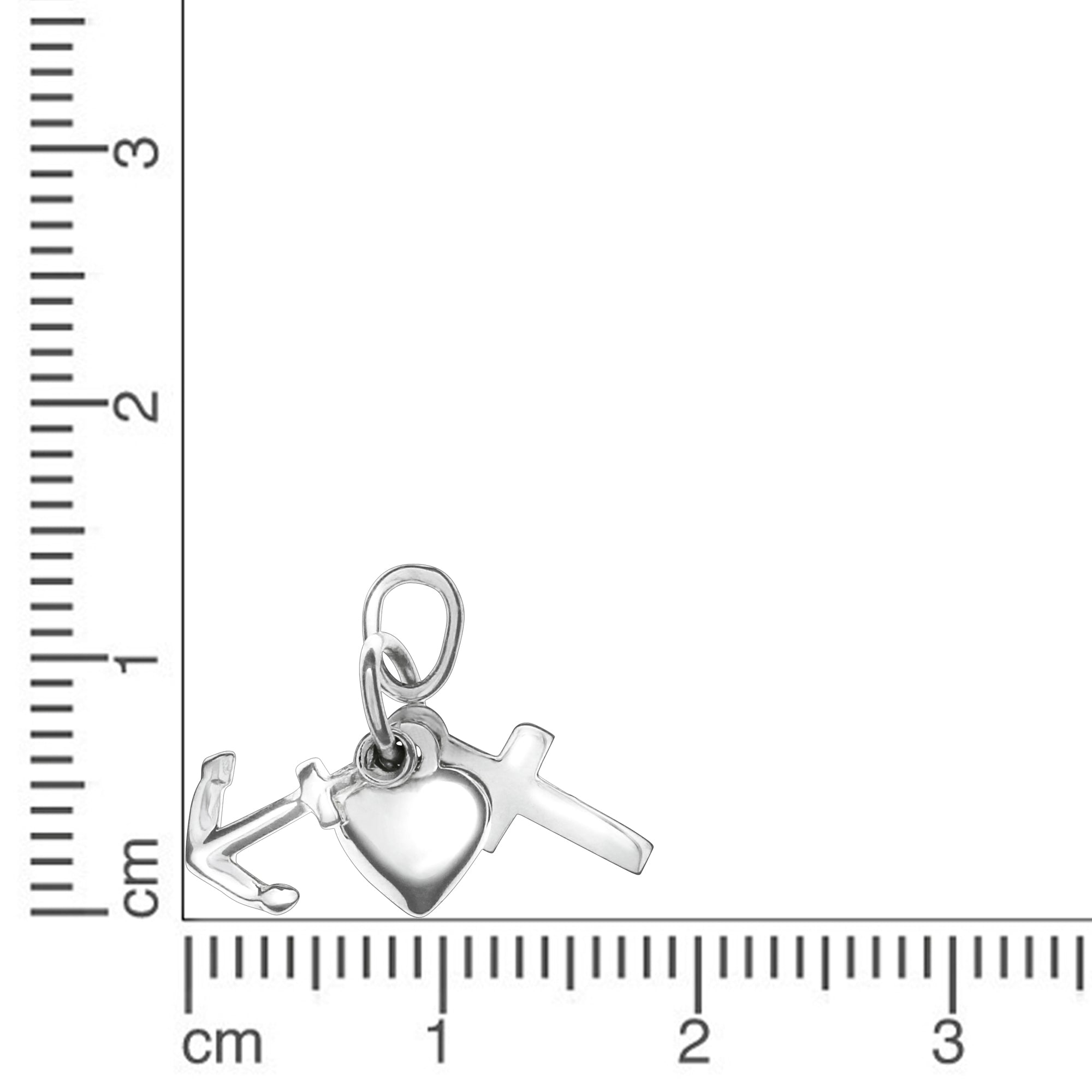 Anhänger 925 Silber Herz, Kreuz, Anker