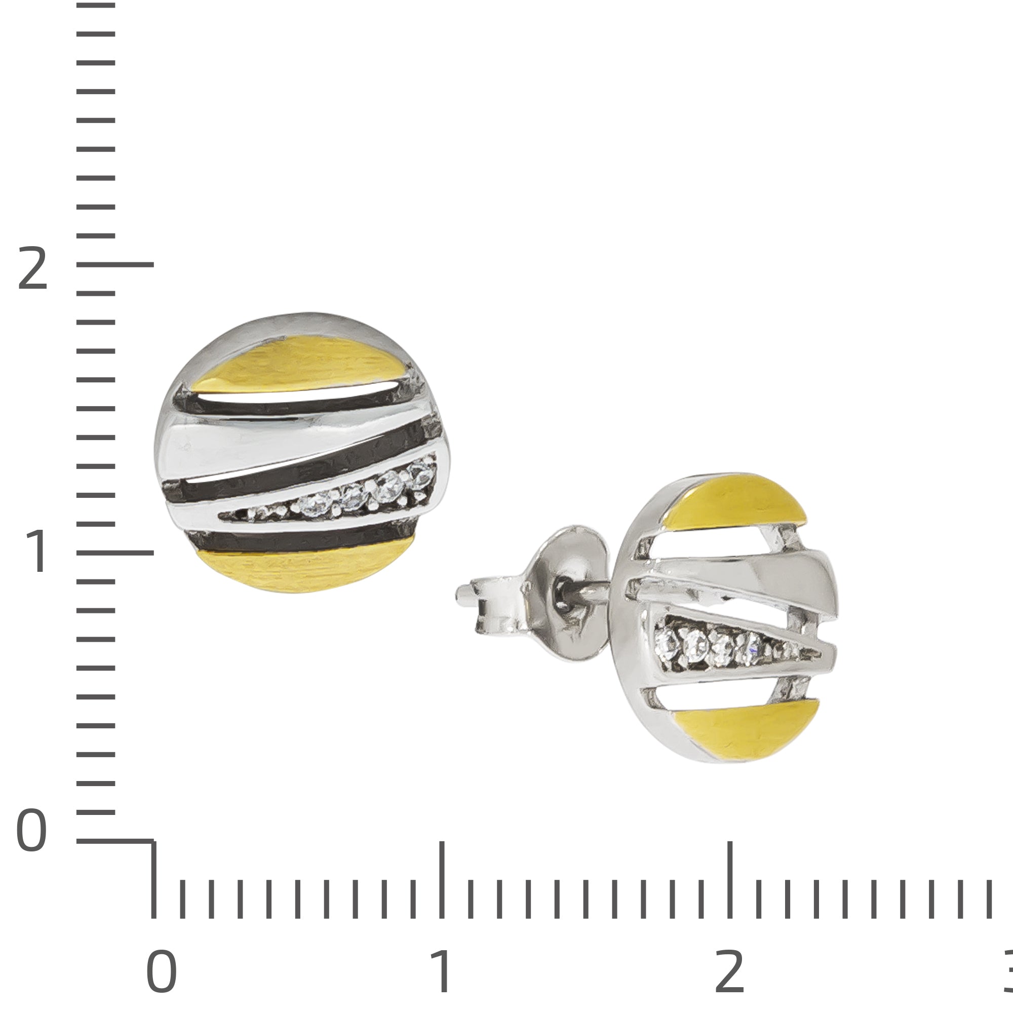 Ohrstecker 925 Silber zweifarbig Zirkonia