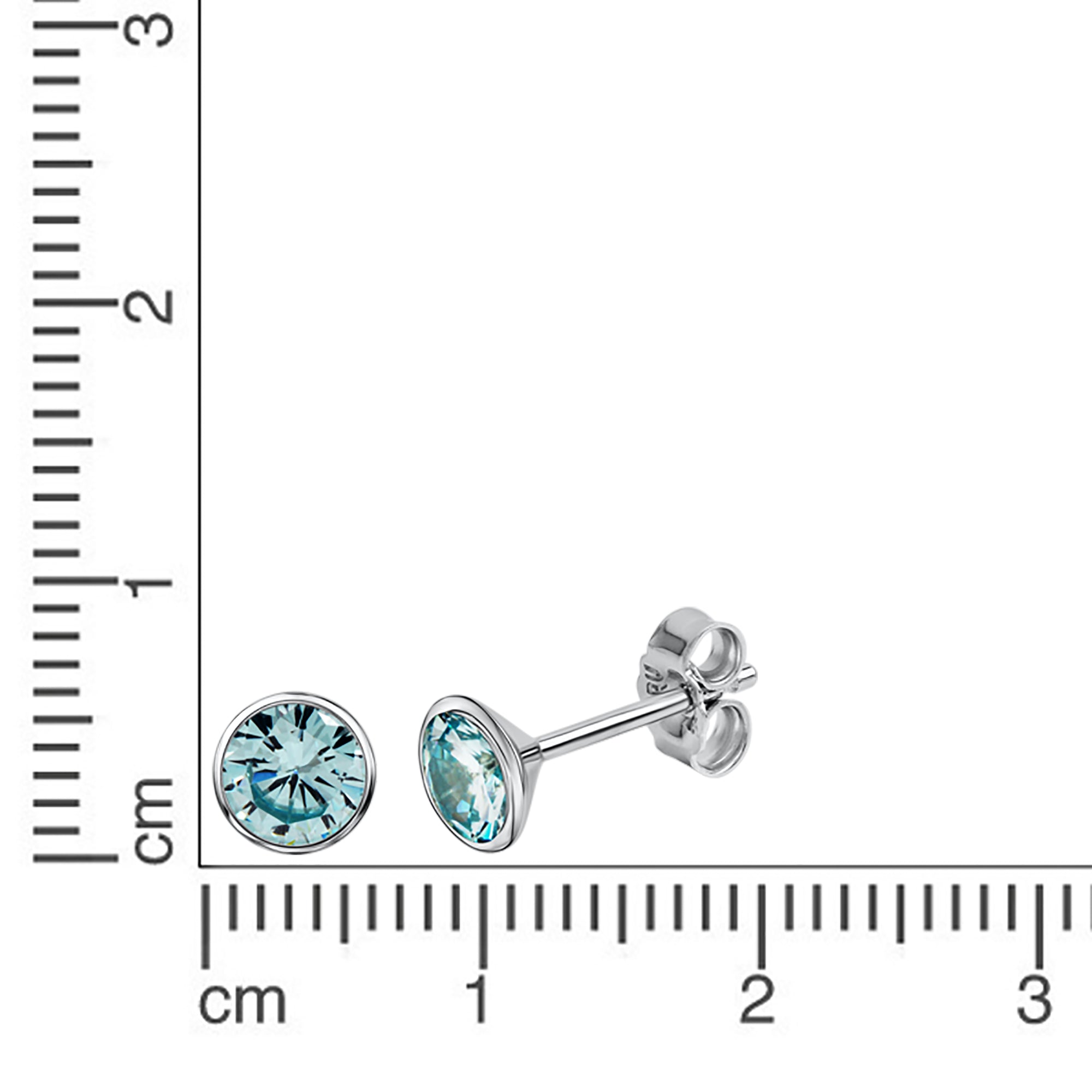 Ohrstecker 925 Silber rhodiniert CZ hellblau