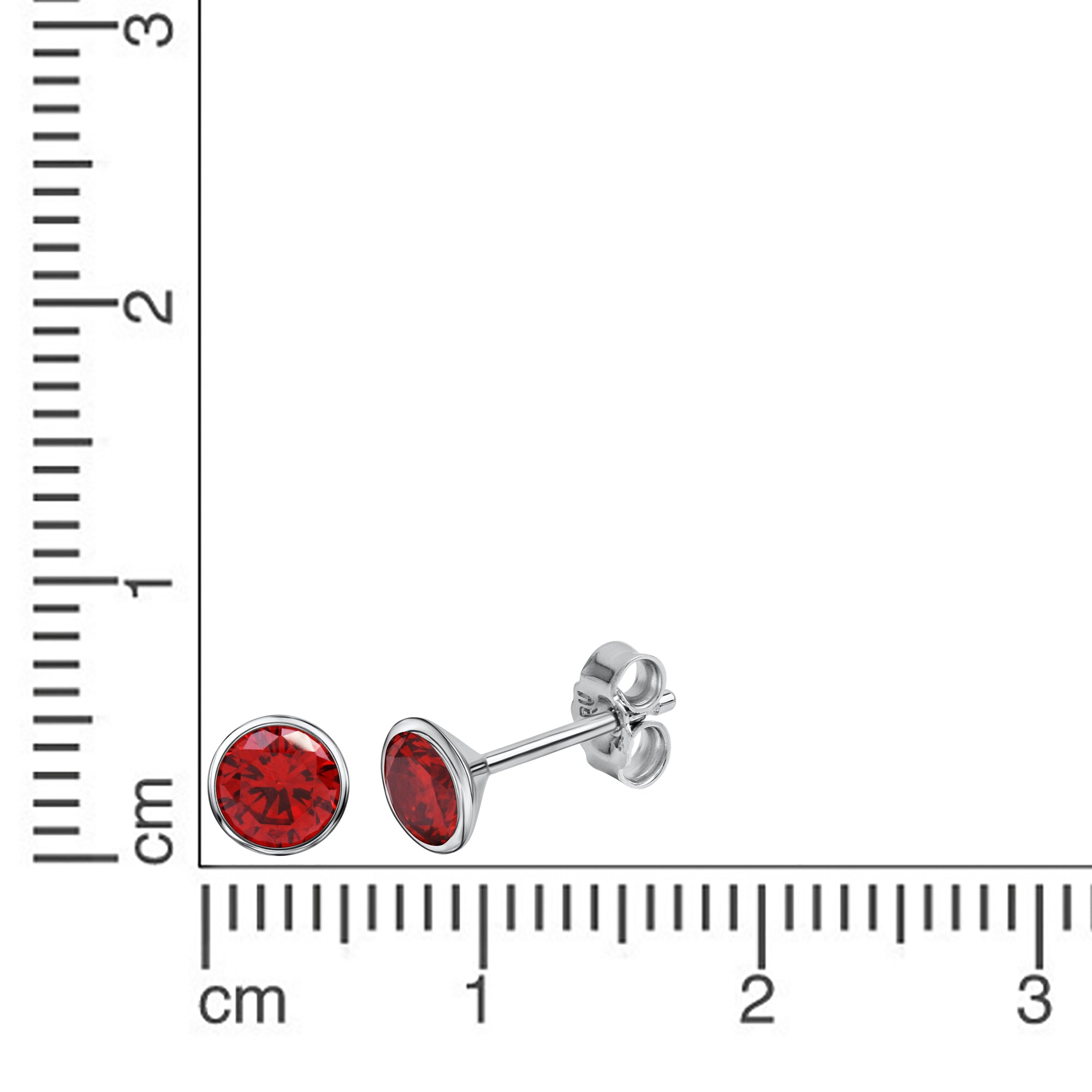 Ohrstecker 925 Silber rhodiniert CZ rot