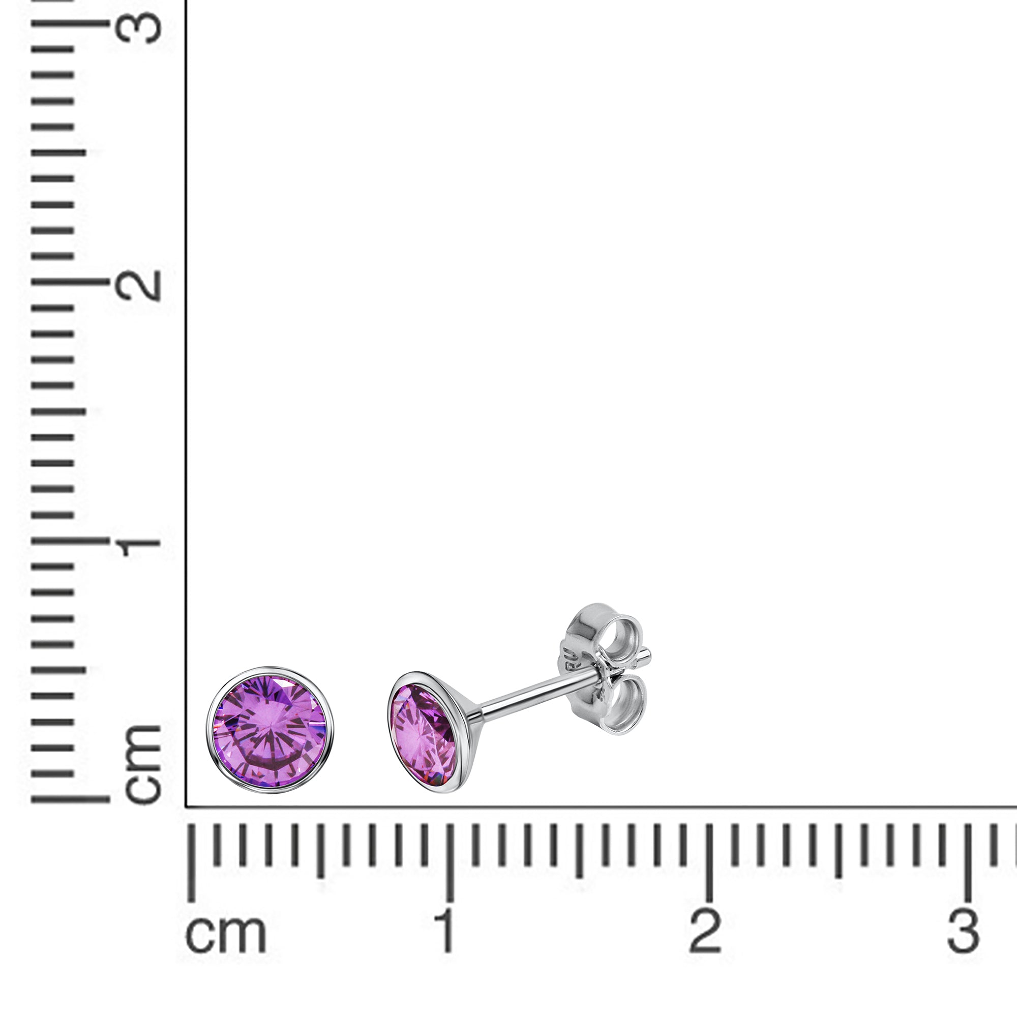 Ohrstecker 925 Silber rhodiniert CZ lila