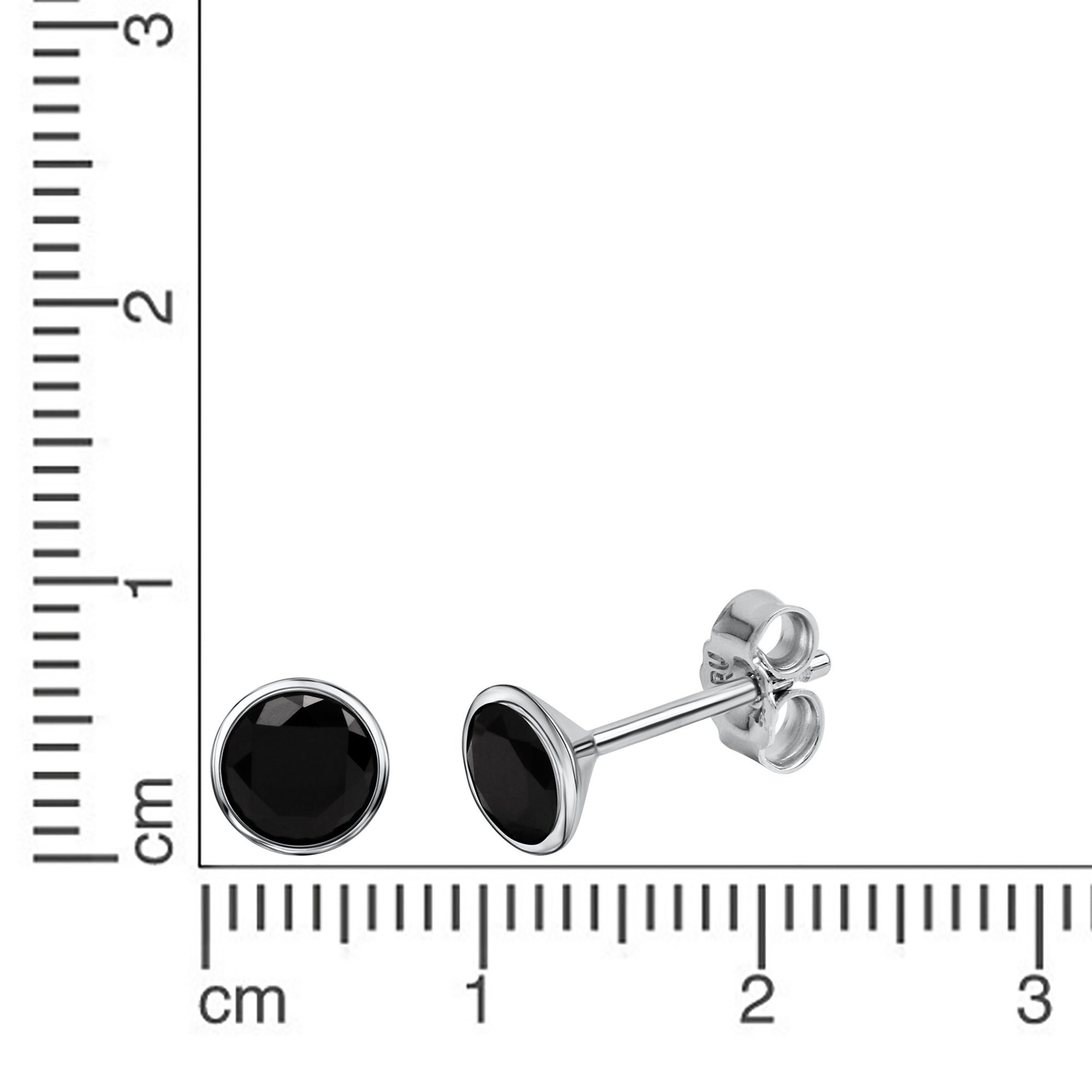 Ohrstecker 925 Silber rhodiniert CZ schwarz