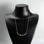 Damen Halskette Silber 925 rhodiniert mit bunten Zirkonia-Steinen