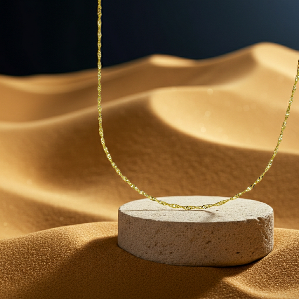 Gold Collier 585 Singapurkette 45cm