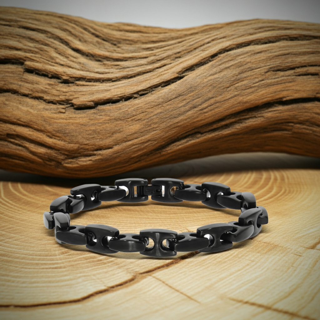 Hochwertiges Herren-Armband aus geschwärztem Edelstahl