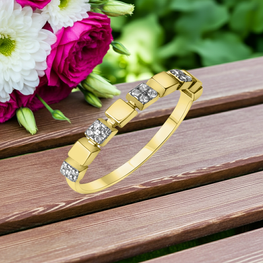 Ring 375/- Gelbgold bicolor Zirkonia - Ringgröße: 056 (17,8)