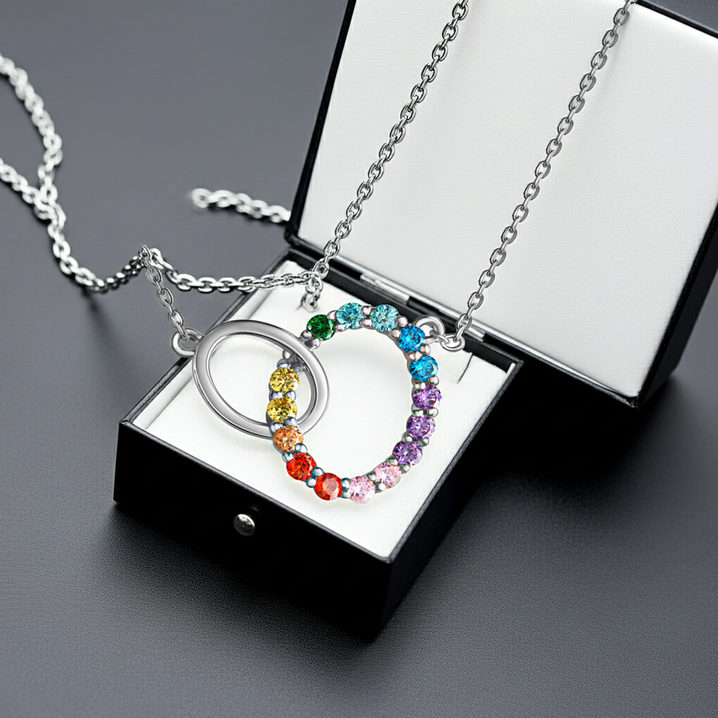 Collier 925-Sterling Silber rhodiniert Zirkonia