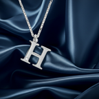 Halskette Silber 925 mit 1x Diamant 0,008ct. Buchstabe H