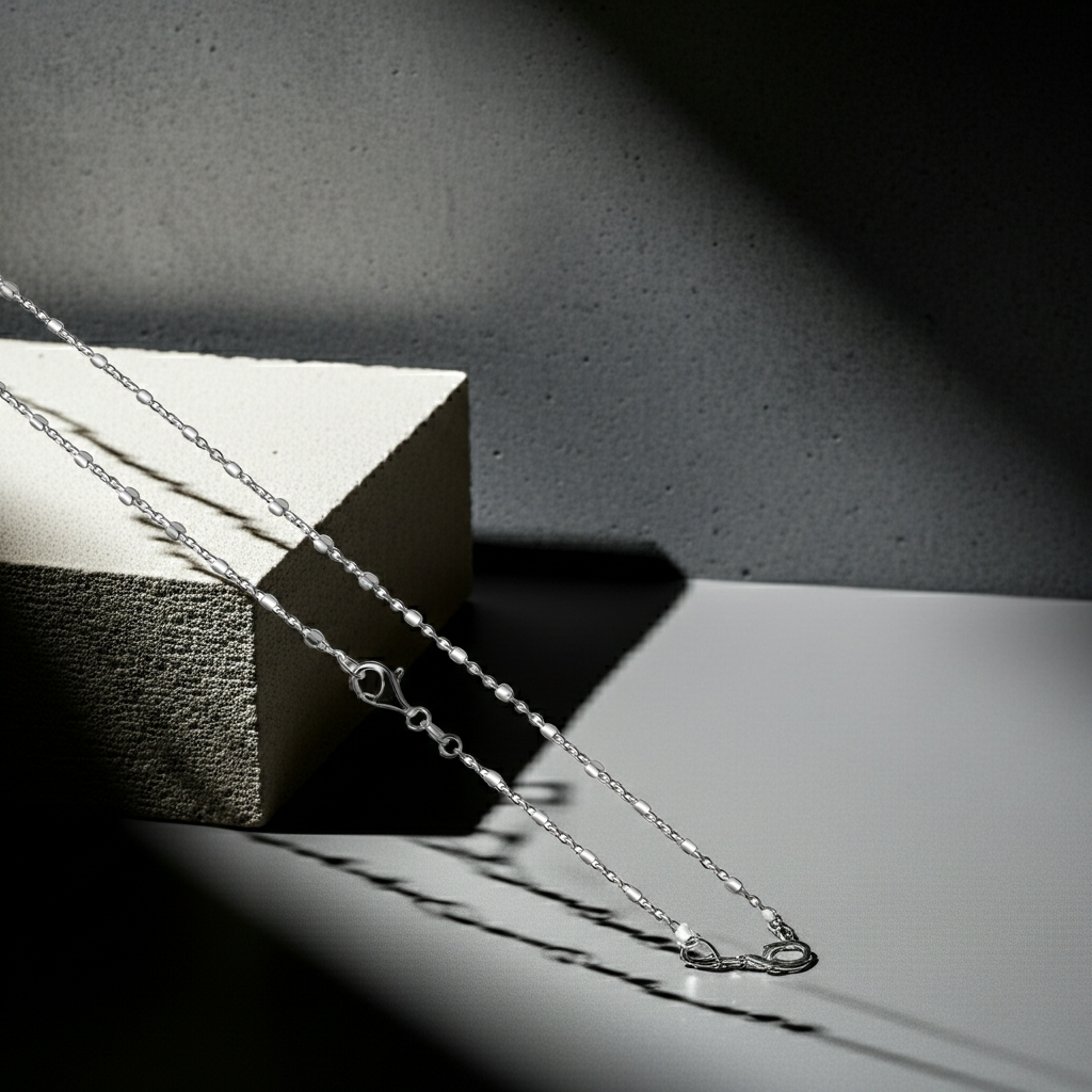 Collier 925/- Sterling Silber weiß Würfelelemente 45 cm